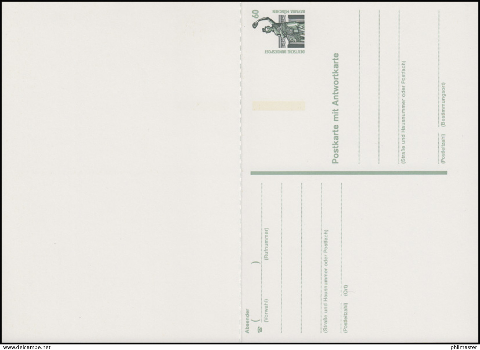 P 146 SWK 60/60Pf Bavaria München, Doppelkarte - Versetzter Balken ** - Cartoline - Nuovi