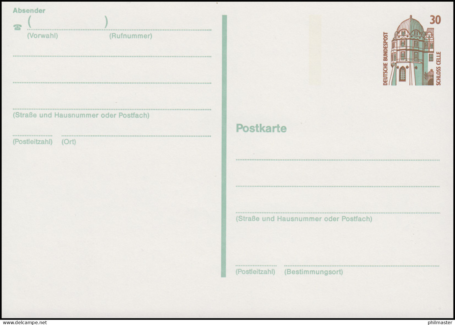 P 147 SWK Schloss Zelle 30 Pf ** - Postales - Nuevos