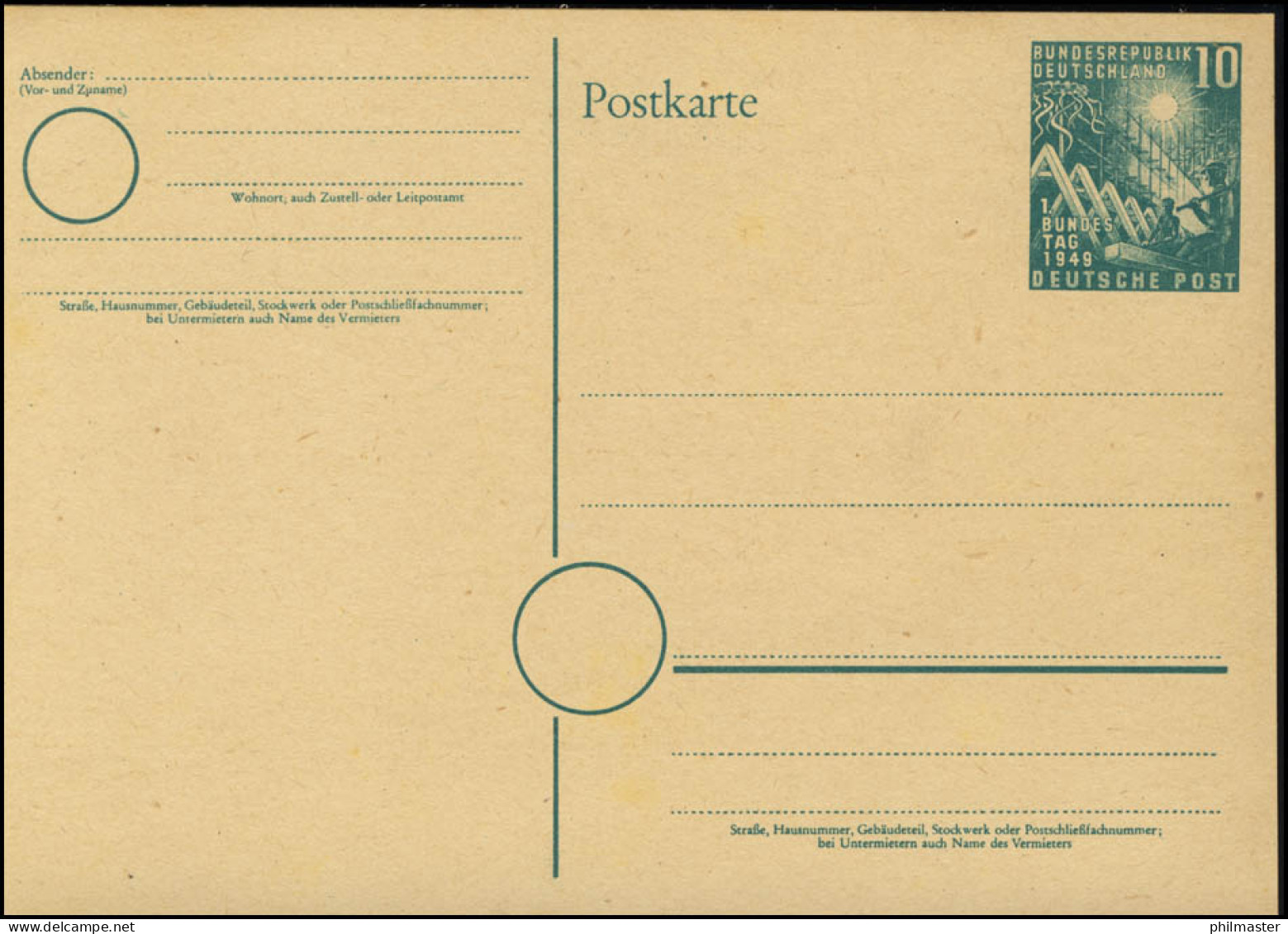 PSo 1 Bundestag 10 Pf. 1949, Postfrisch - Postkarten - Ungebraucht