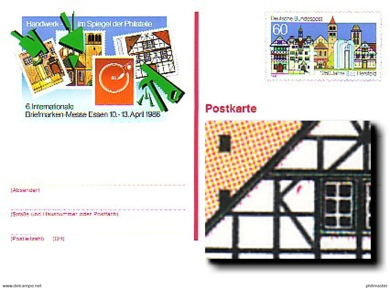PSo 12 ESSEN 1986 - PLF Roter Strich Im Rechten Fachwerkhaus Links, ** - Cartes Postales - Neuves