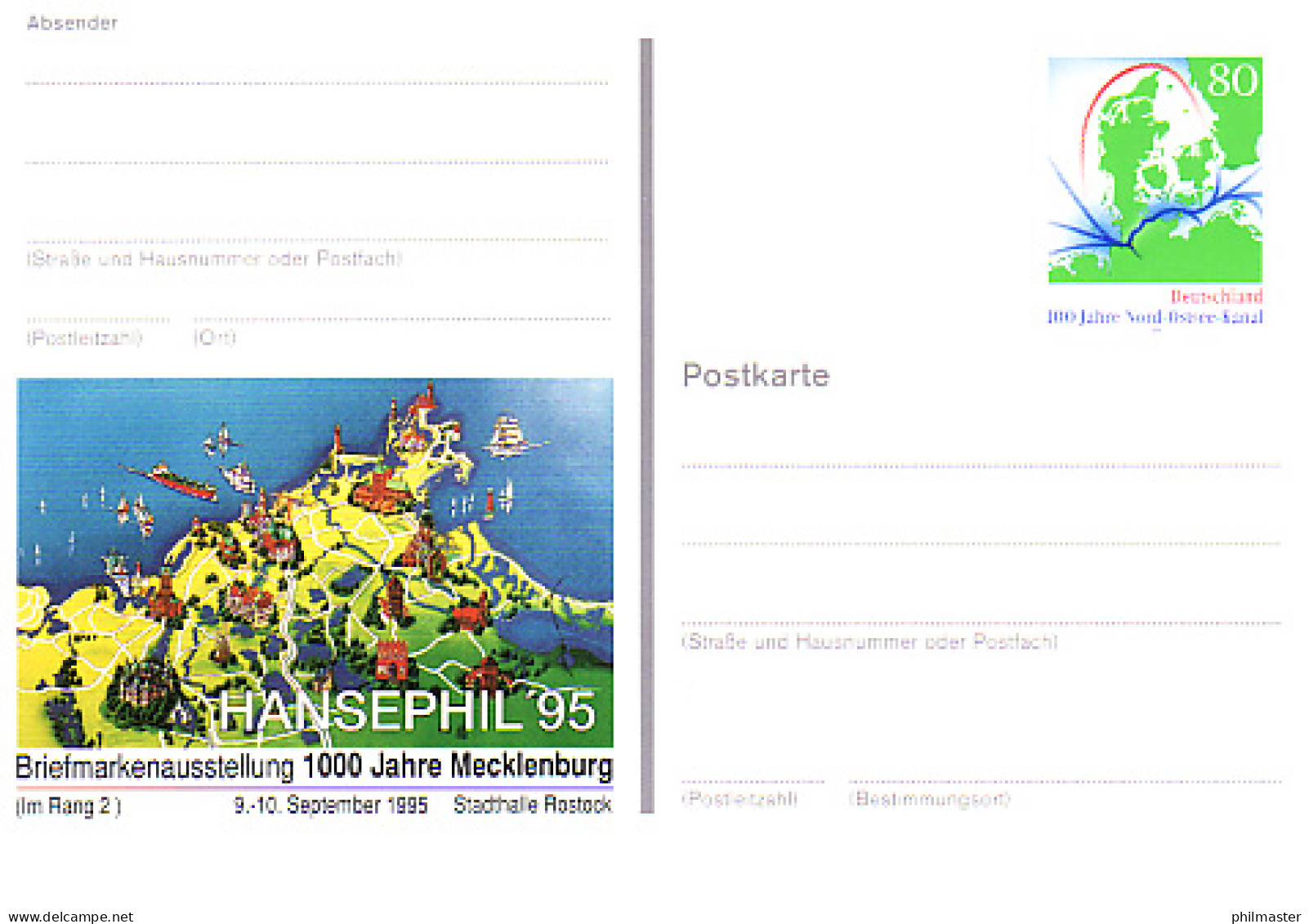 PSo 38 Briefmarkenausstellung HANSEPHIL 1995, ** Wie Verausgabt - Postcards - Mint