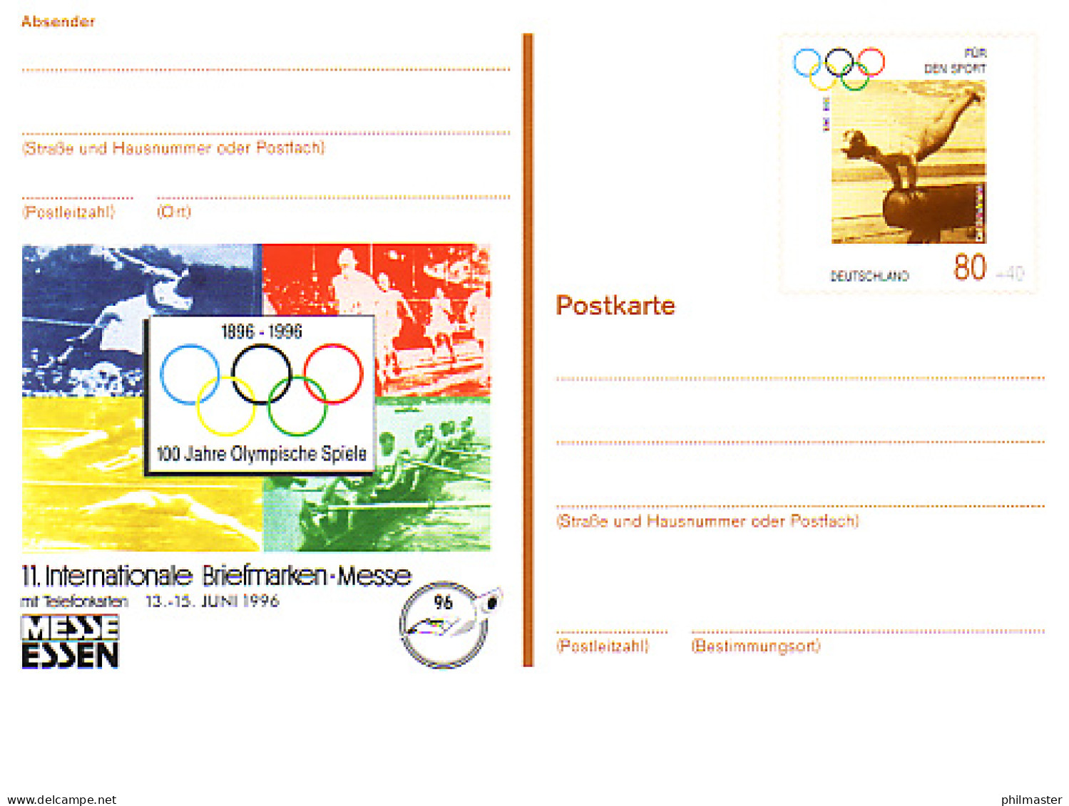 PSo 42 Messe Essen 100 Jahre Olympia 1996, ** Wie Verausgabt - Postcards - Mint