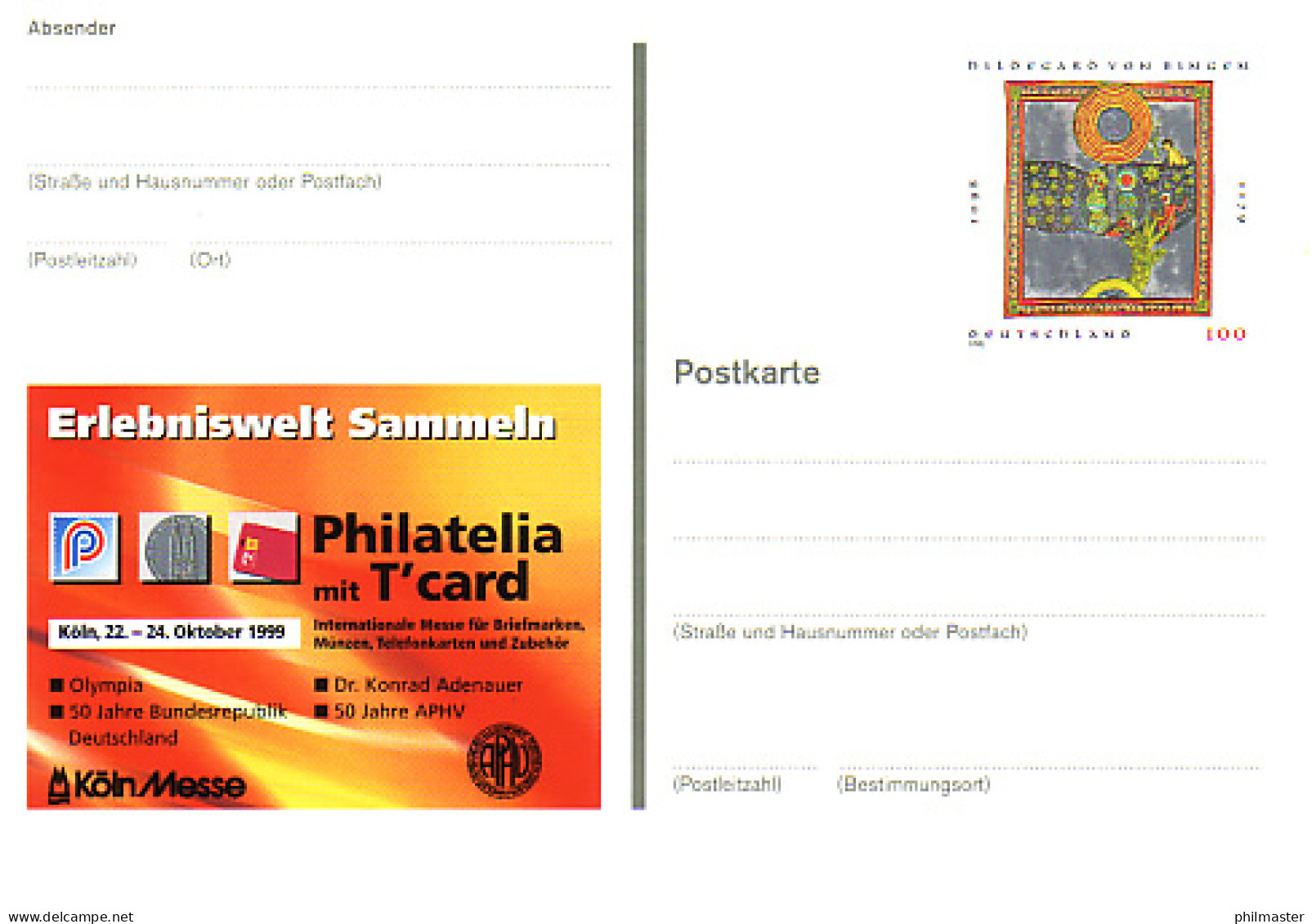 PSo 61 PHILATELIA Köln Hildegard Von Bingen 1999, ** Wie Verausgabt - Postcards - Mint