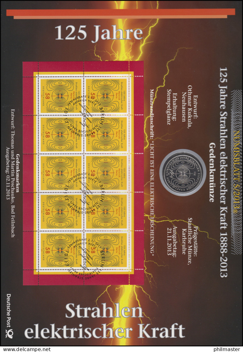 3036 Heinrich Hertz - 125 Jahre Strahlen Elektrischer Kraft - Numisblatt 5/2013 - Coin Envelopes