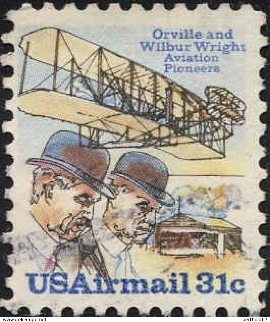 USA Avion Obl Yv: 86 Mi:1363 Orville & Wilbur Wright (Obli. Ordinaire) - 3a. 1961-… Gebraucht