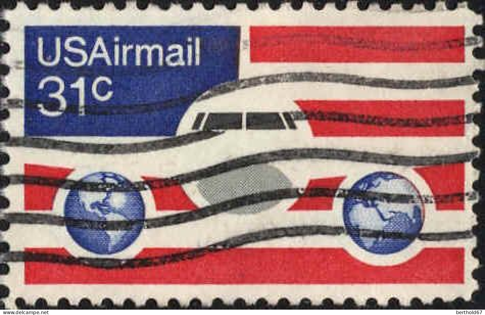 USA Avion Obl Yv: 84 Mi:1201 Avion Sur Globes Terrestres (Lign.Ondulées) - 3a. 1961-… Afgestempeld