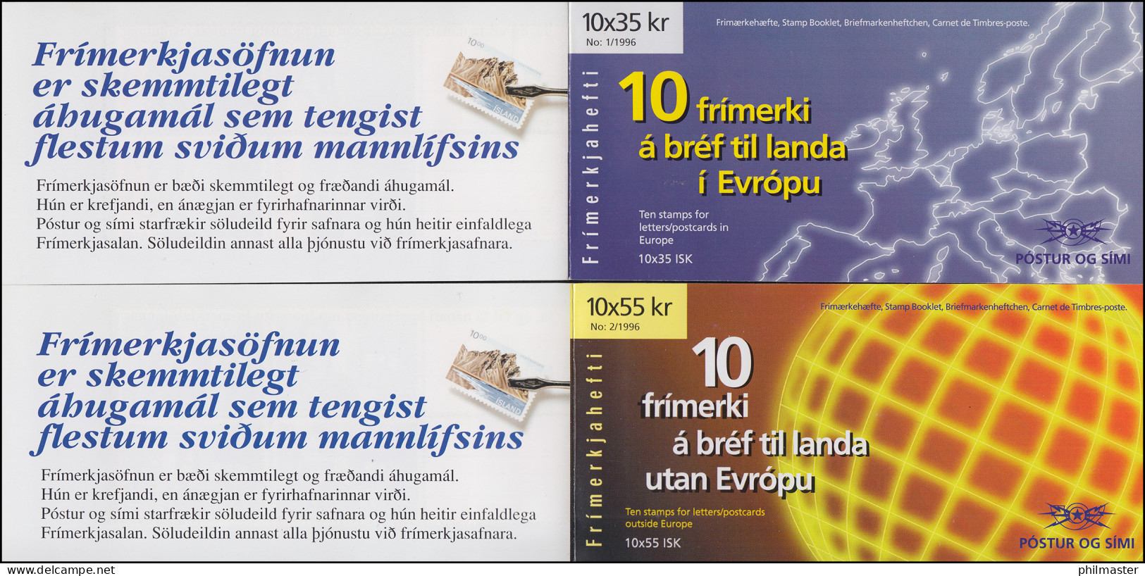 Island Markenheftchen 844-845 Europa - Berühmte Frauen, MH-Paar ** Postfrisch - Booklets