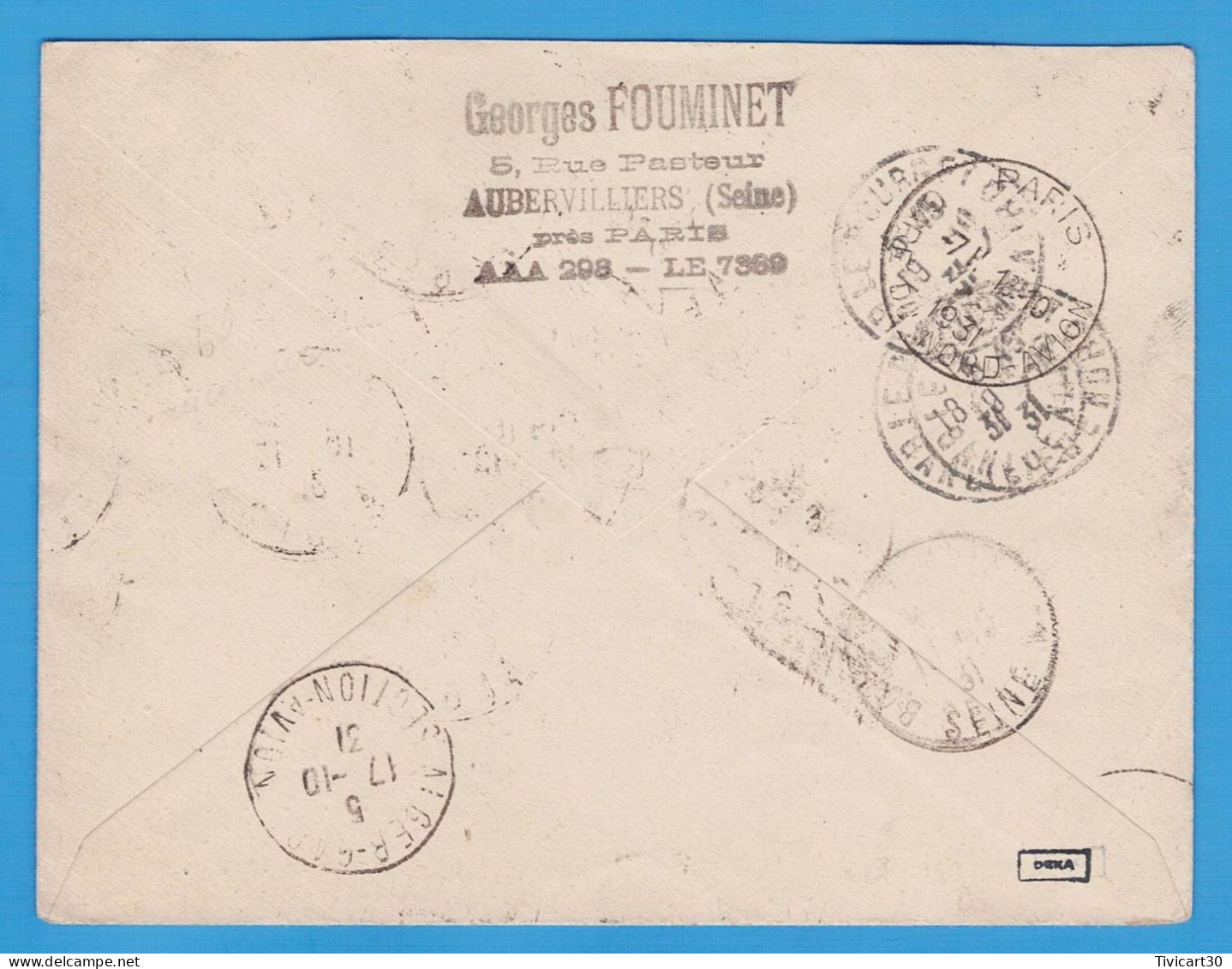LETTRE PAR AVION DE 1931 - ALGER, MARSEILLE, PARIS - DEPART ALGERIE POUR PORT-AERIEN BOURGET AVIATION - Airmail