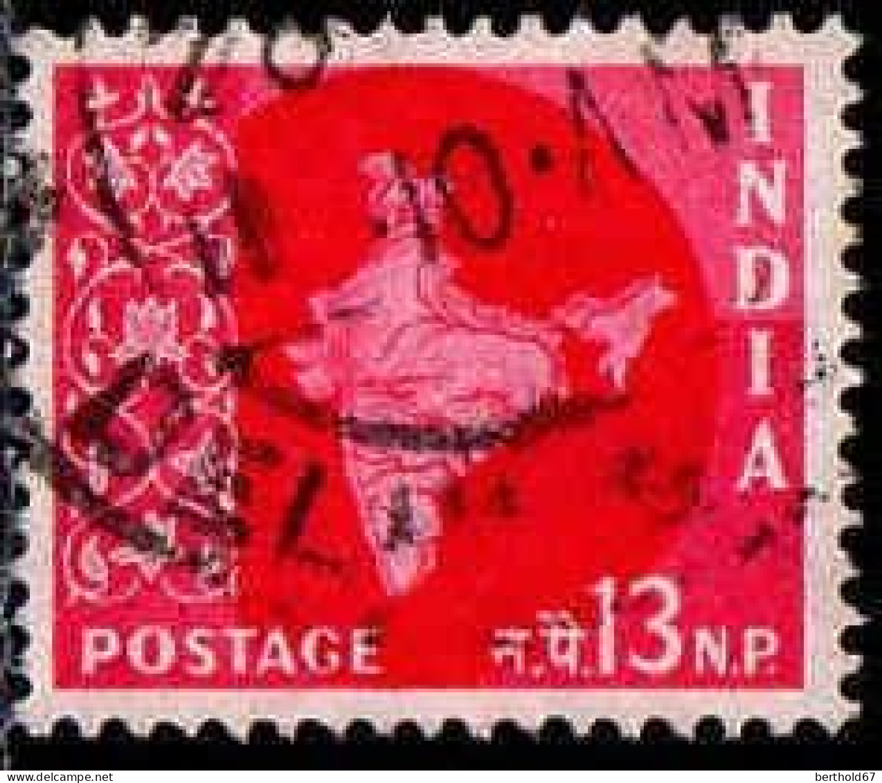 Inde Poste Obl Yv:  77 Mi:266 Carte De L'Inde (TB Cachet Rond) - Gebraucht