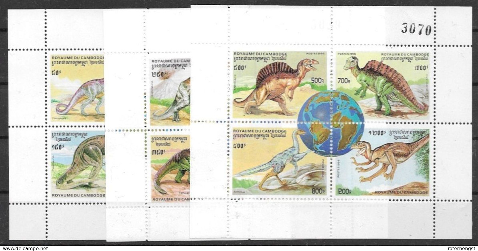 Cambodia Dinosaurs Sheets Set Mnh ** 1996 14 Euros - Cambodia