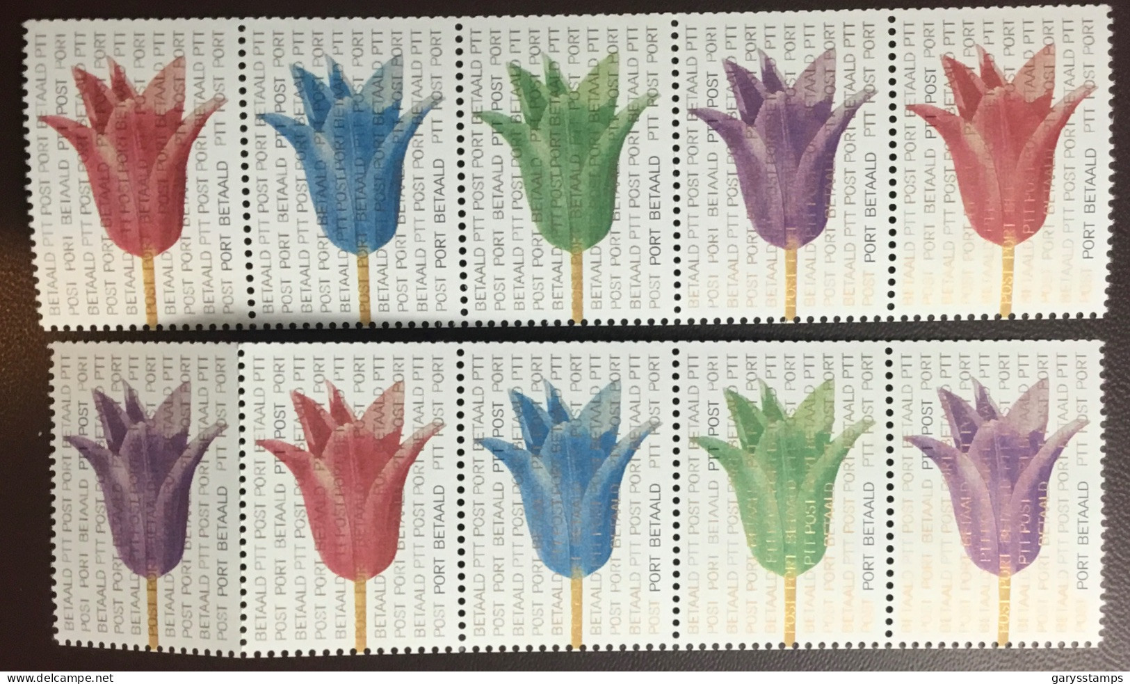 Netherlands Port Betaald 2000 Tulips Flowers Coil Strips MNH - Other & Unclassified