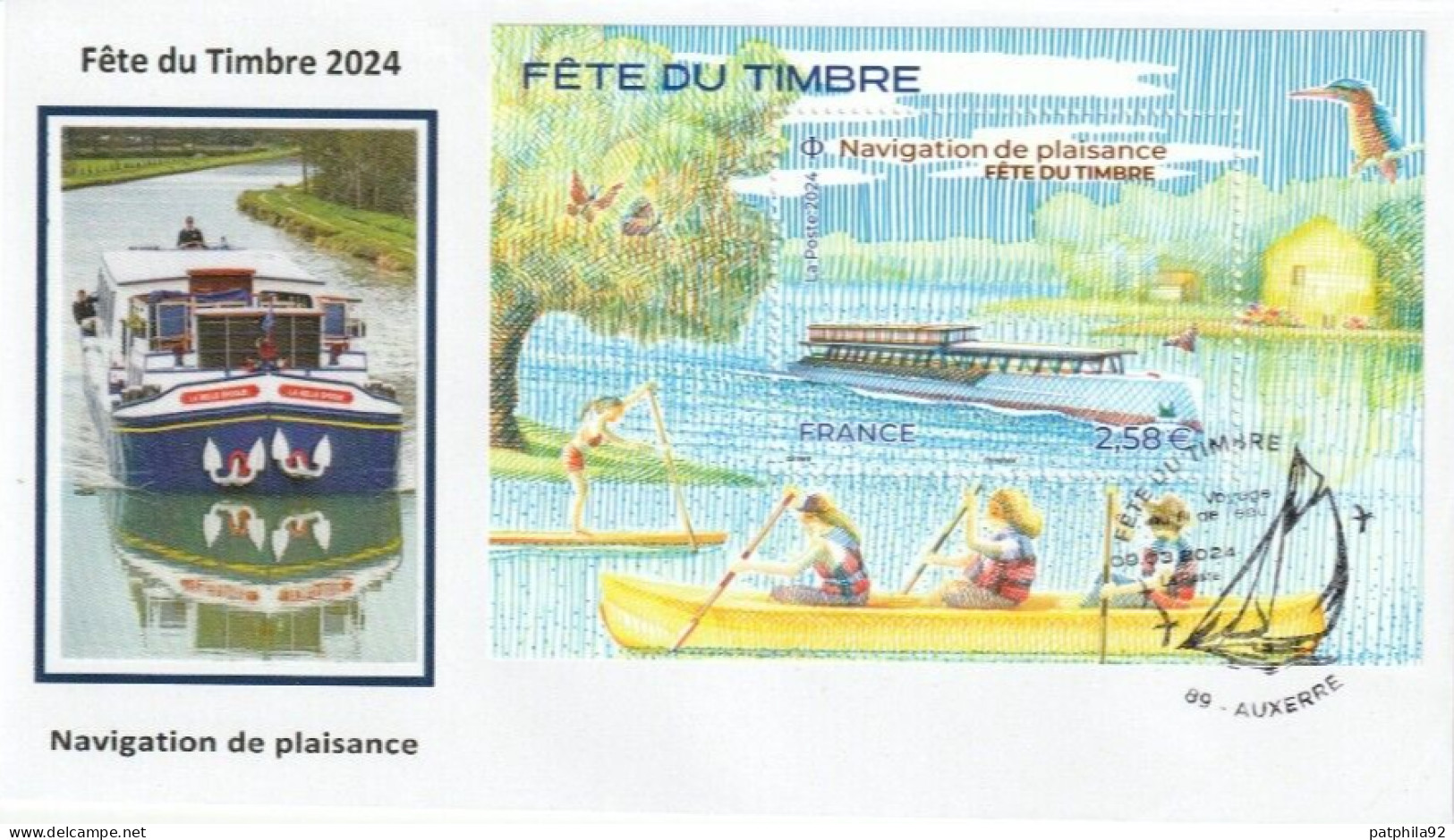 Fdc 2024_Envel. 1er Jour_fdc_soie_Fête Du Timbre, Navigation De Plaisance. PJ 89 Auxerre 09/03/24. - 2020-…