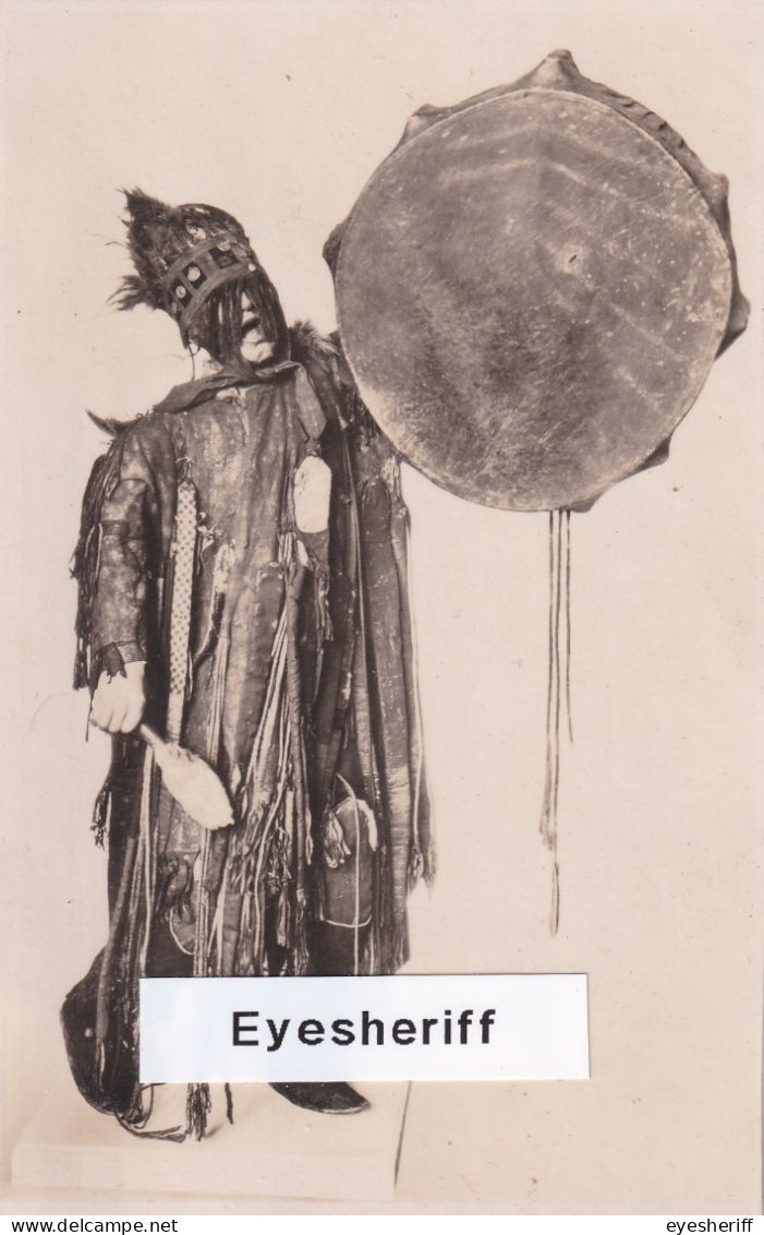 Chamane De Sibérie: Soyot Shaman In Trance With Drum From Siberia1900-1910. Rare! - Asia