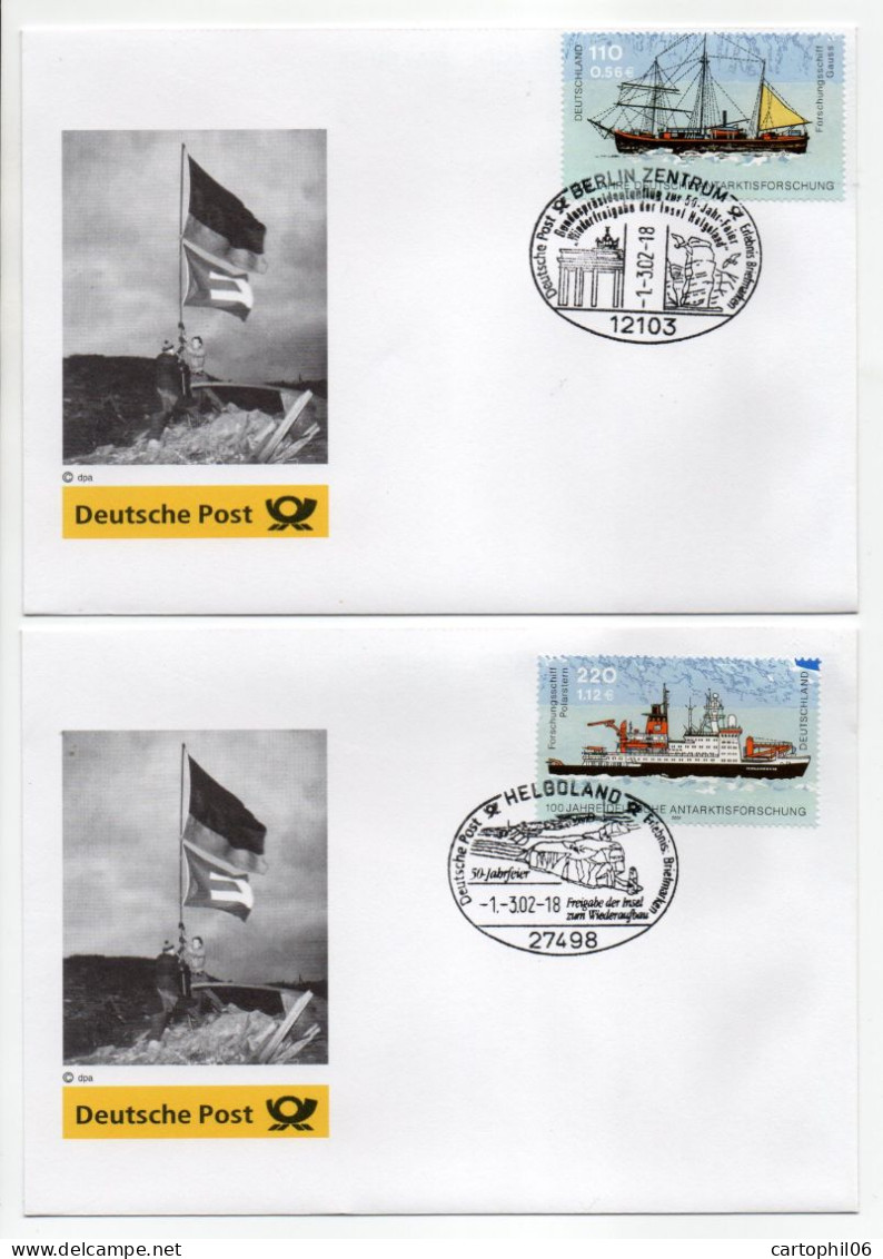 - 2 Lettres BERLIN & HELGOLAND 1.3.2002 - 100 JAHRE DEUTSCHE ANTARKTISFORSCHUNG - Bel Affranchissement Philatélique - - Antarctic Expeditions