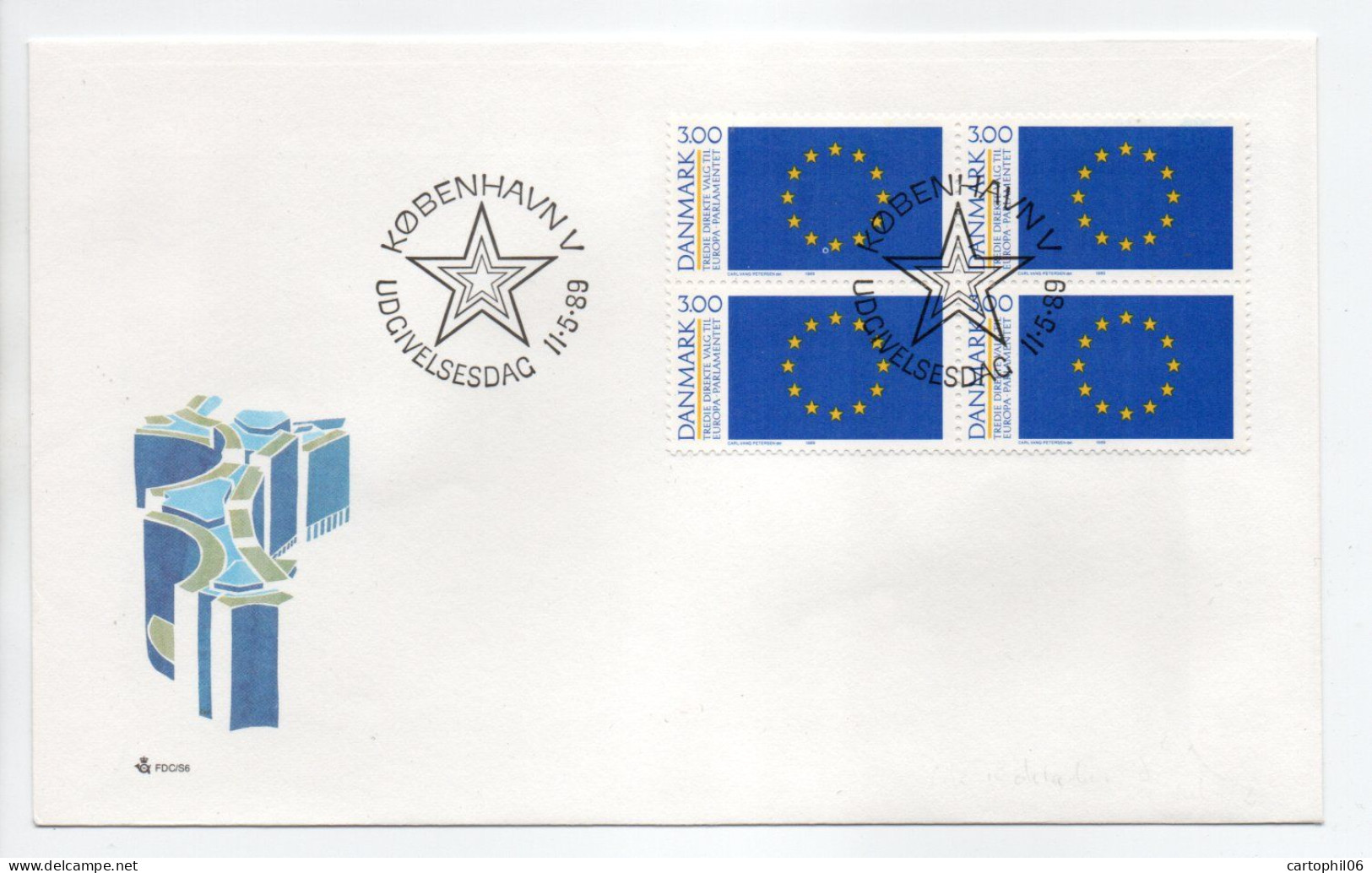 - FDC COPENHAGUE 11.5.1989 - Bel Affranchissement DRAPEAUX EUROPÉENS - - Briefe