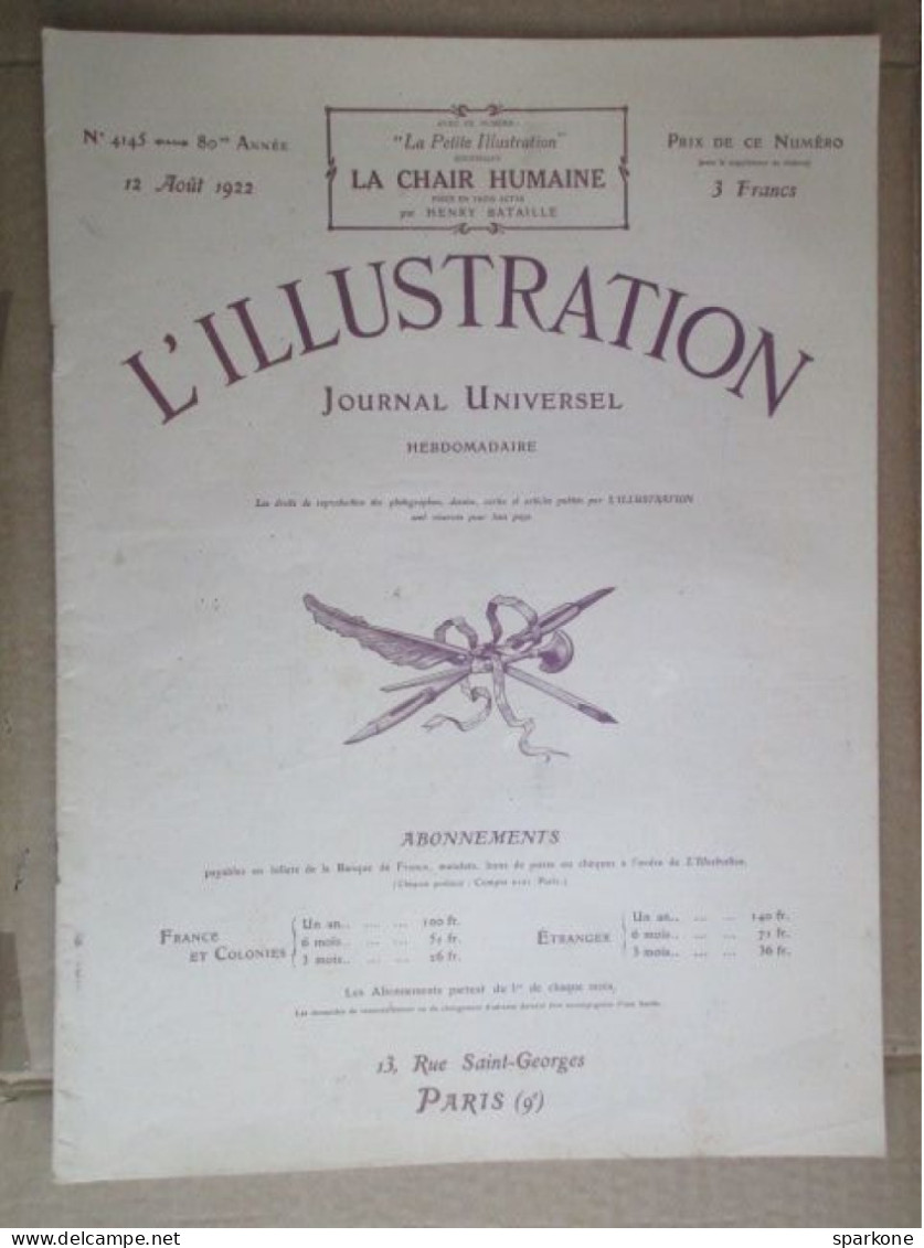 L'illustration (N° 4145 - 12 Aout 1922) - 1900 - 1949