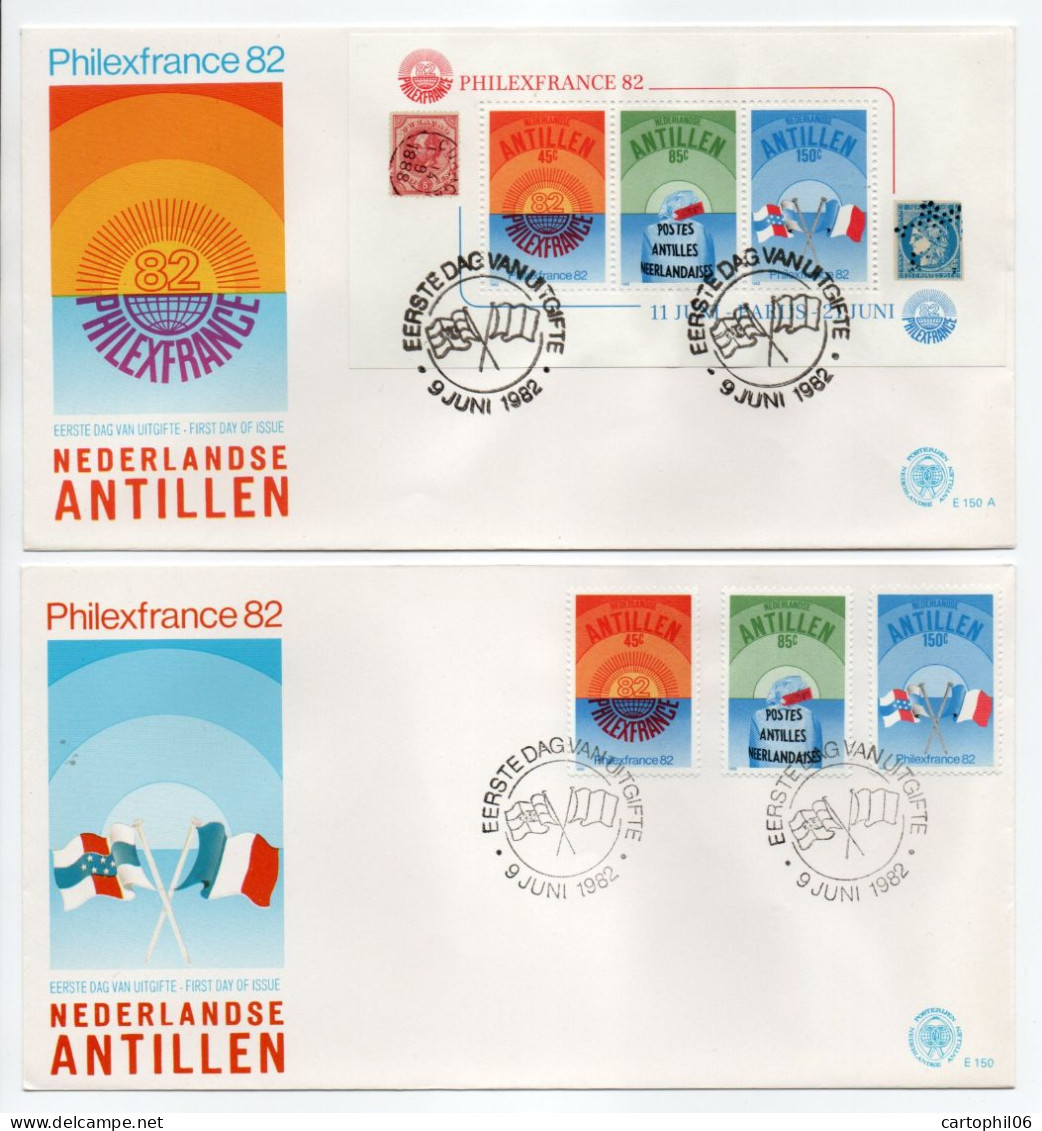 - 2 FDC PHILEXFRANCE 82 - NEDERLANDSE ANTILLEN (Antilles Néerlandaises) 9.6.1982 - Bel Affranchissement DRAPEAUX - - Covers