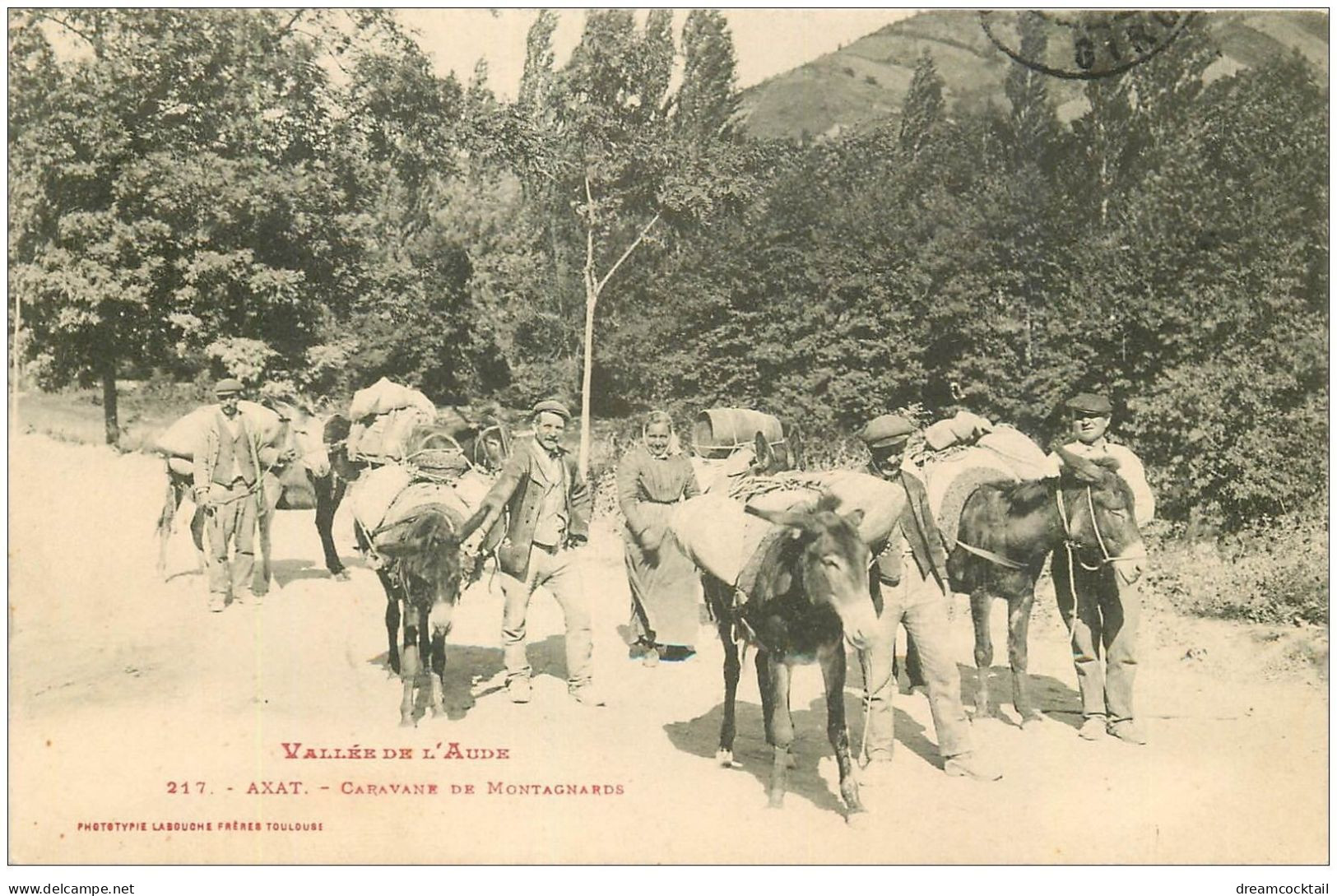 11 AXAT. Caravane De Montagnards 1909. Anes Et Mules - Axat