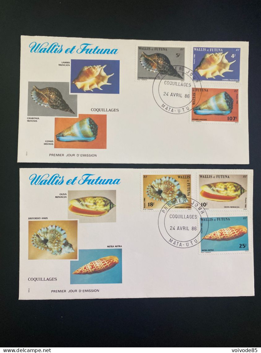 Enveloppes 1er Jour "Coquillages" 24/04/1986 - 337/342 - Wallis Et Futuna - FDC