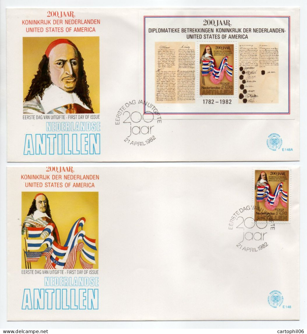 - 2 FDC PETER STUYVESANT - NEDERLANDSE ANTILLEN (Antilles Néerlandaises) 21.4.1982 - DRAPEAUX - - Briefe