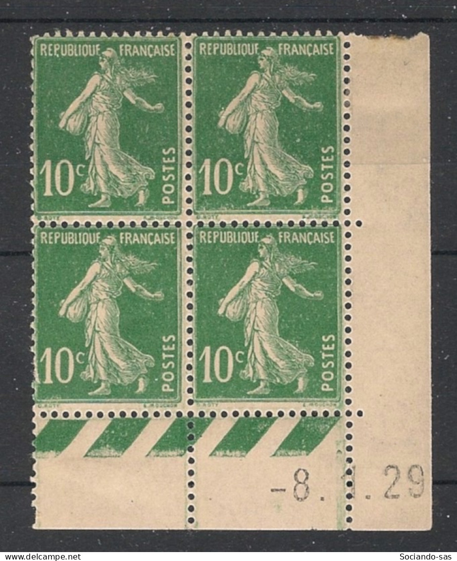 FRANCE - 1925 - N°YT. 159 - Type Semeuse Camée 10c Vert - Bloc De 4 Coin Daté - Neuf * / MH VF - ....-1929