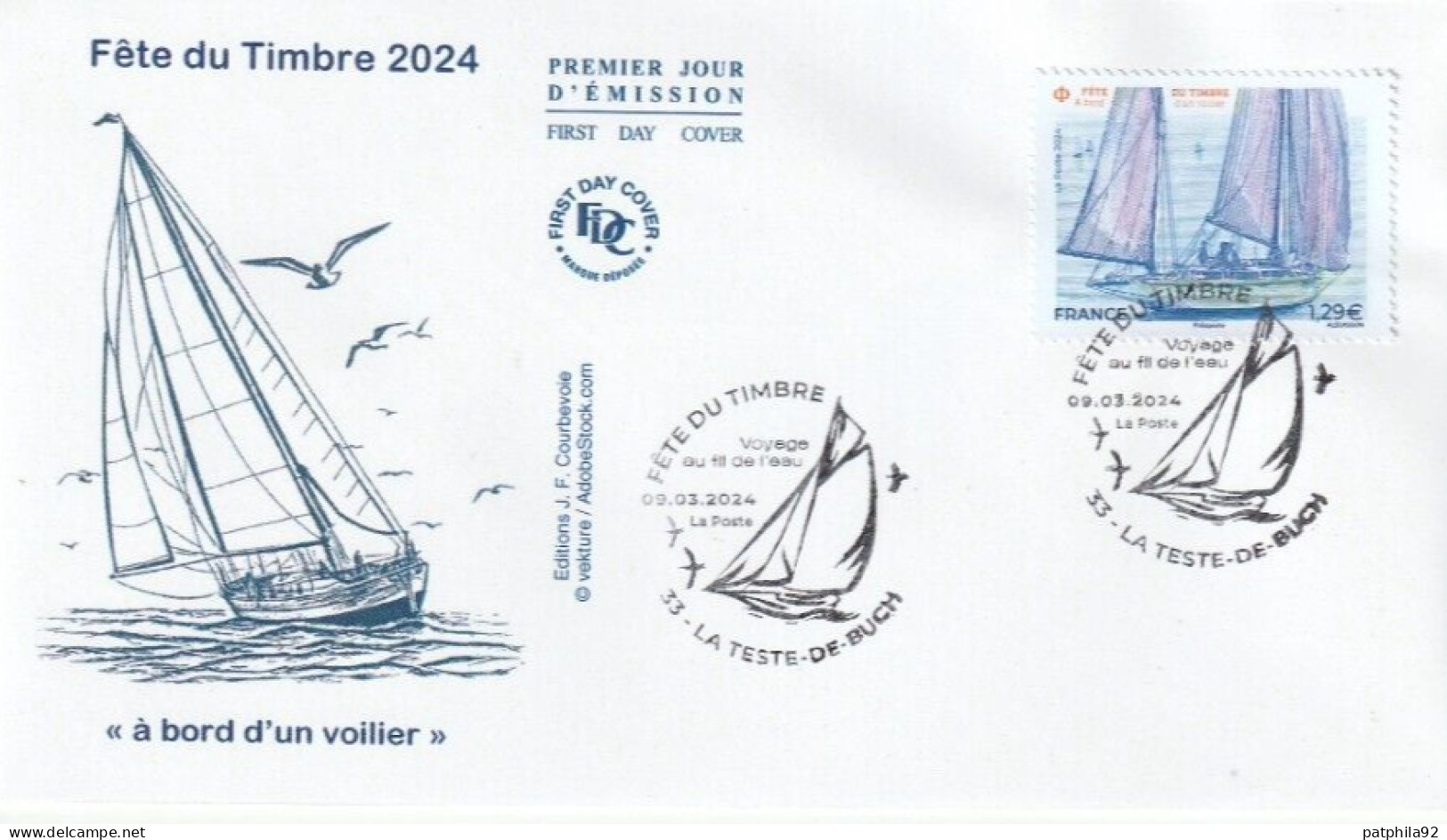 Fdc 2024_Envel. 1er Jour_fdc_Fête Du Timbre, "à Bord D'un Voilier". PJ 33 La Teste-de-Buch 09/03/24. - 2020-…