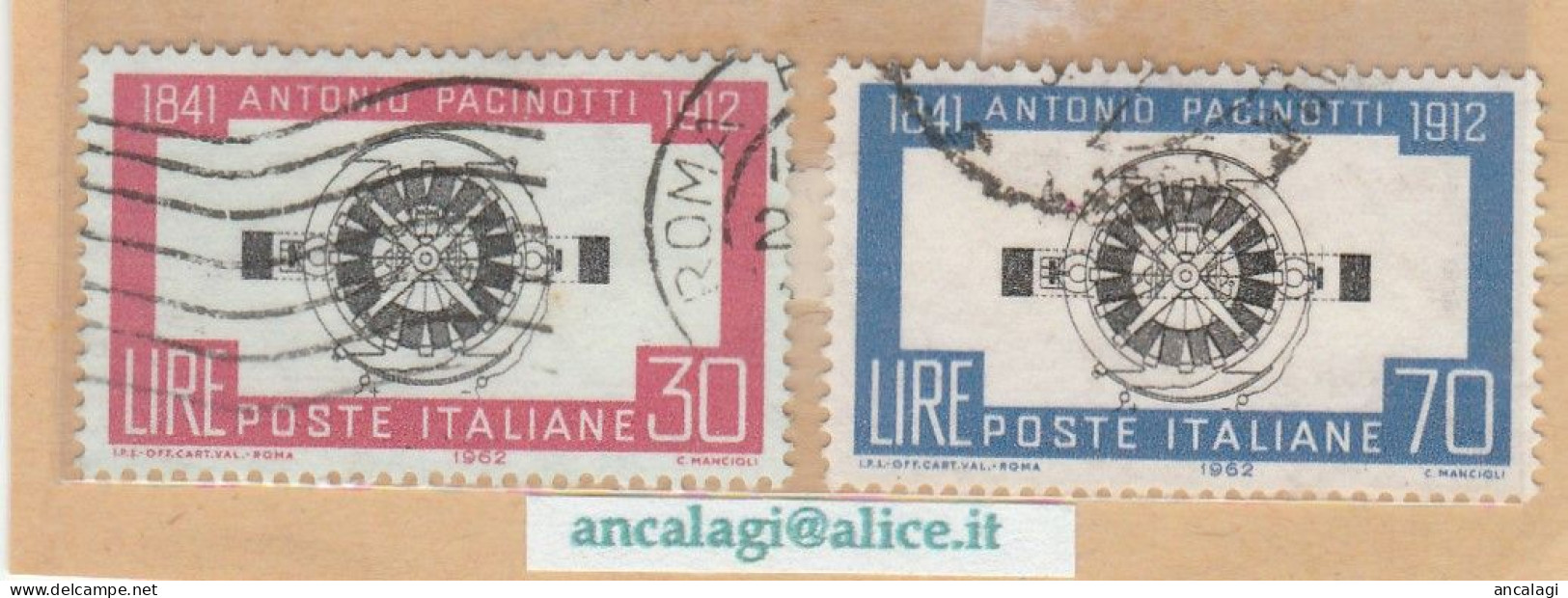 USATI ITALIA 1962 - Ref.0158A "ANTONIO PACINOTTI" Serie Di 2 Val. Da L.30 E 60 - - 1961-70: Afgestempeld