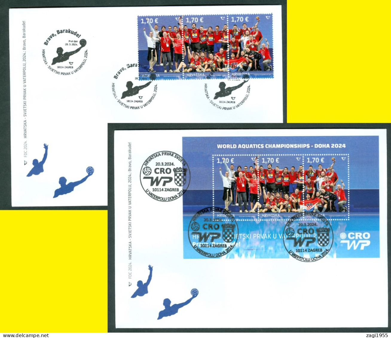 Croatia 2024 FDC Gold Medal World Championships Doha Water Polo Cover - Croazia