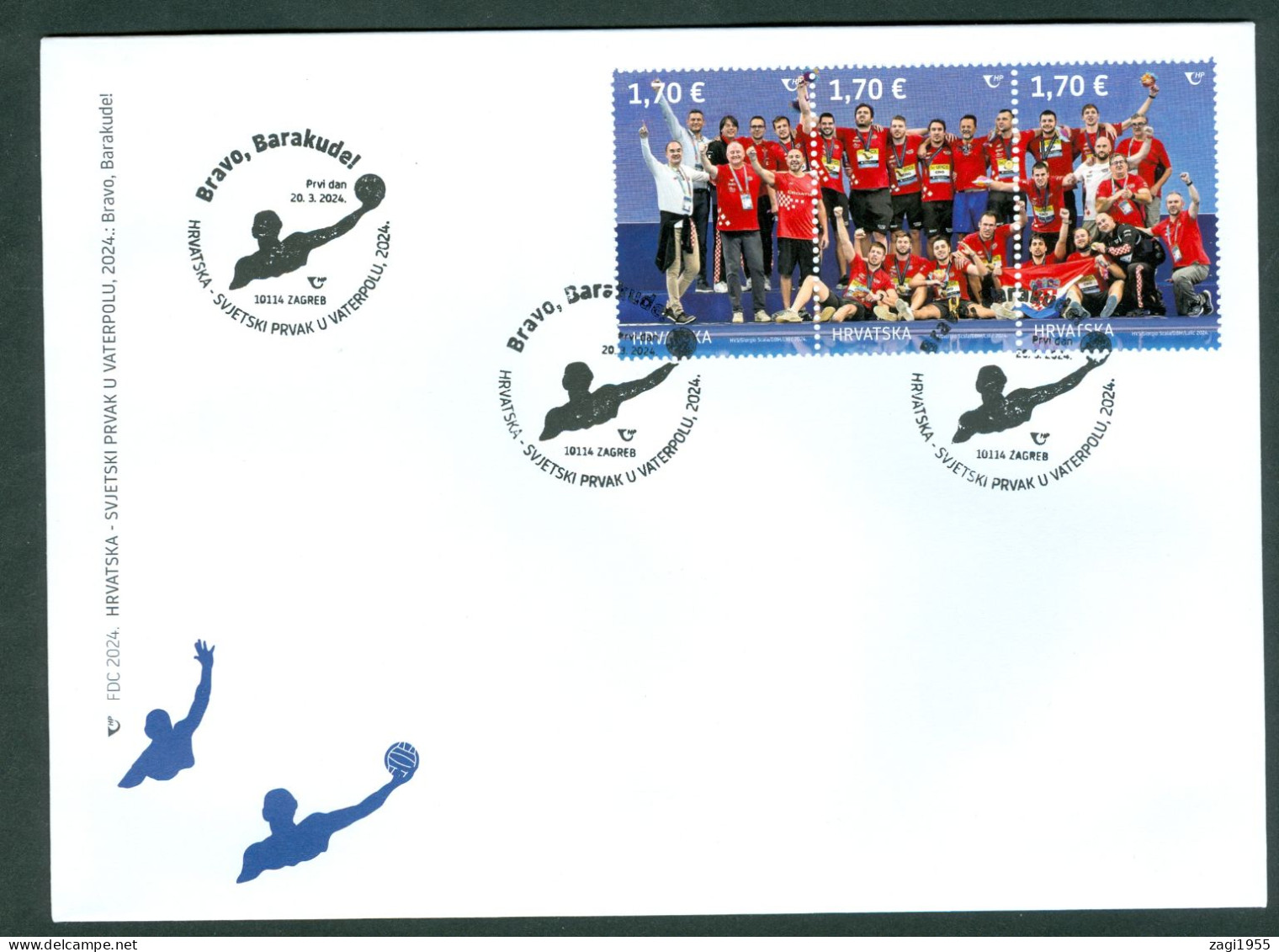 Croatia 2024 FDC Gold Medal World Championships Doha Water Polo Cover - Croazia