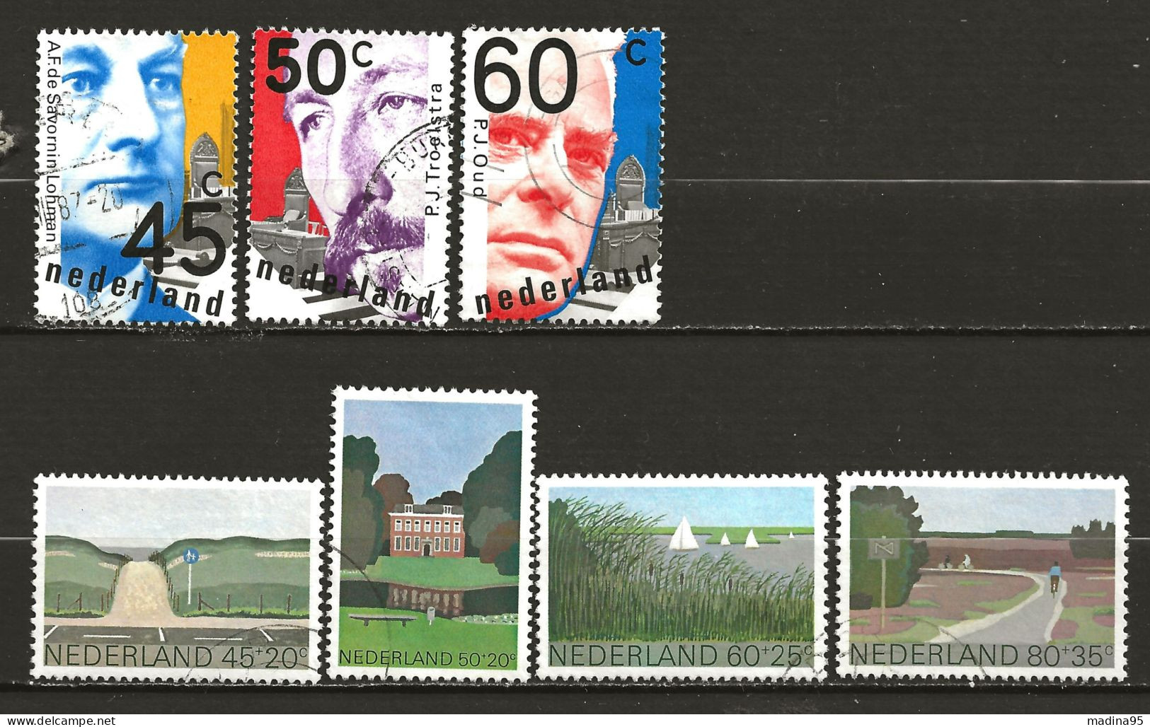 PAYS-BAS: Obl., N° YT 1122 à 1124 + 1125 à 1128, Séries, TB - Used Stamps