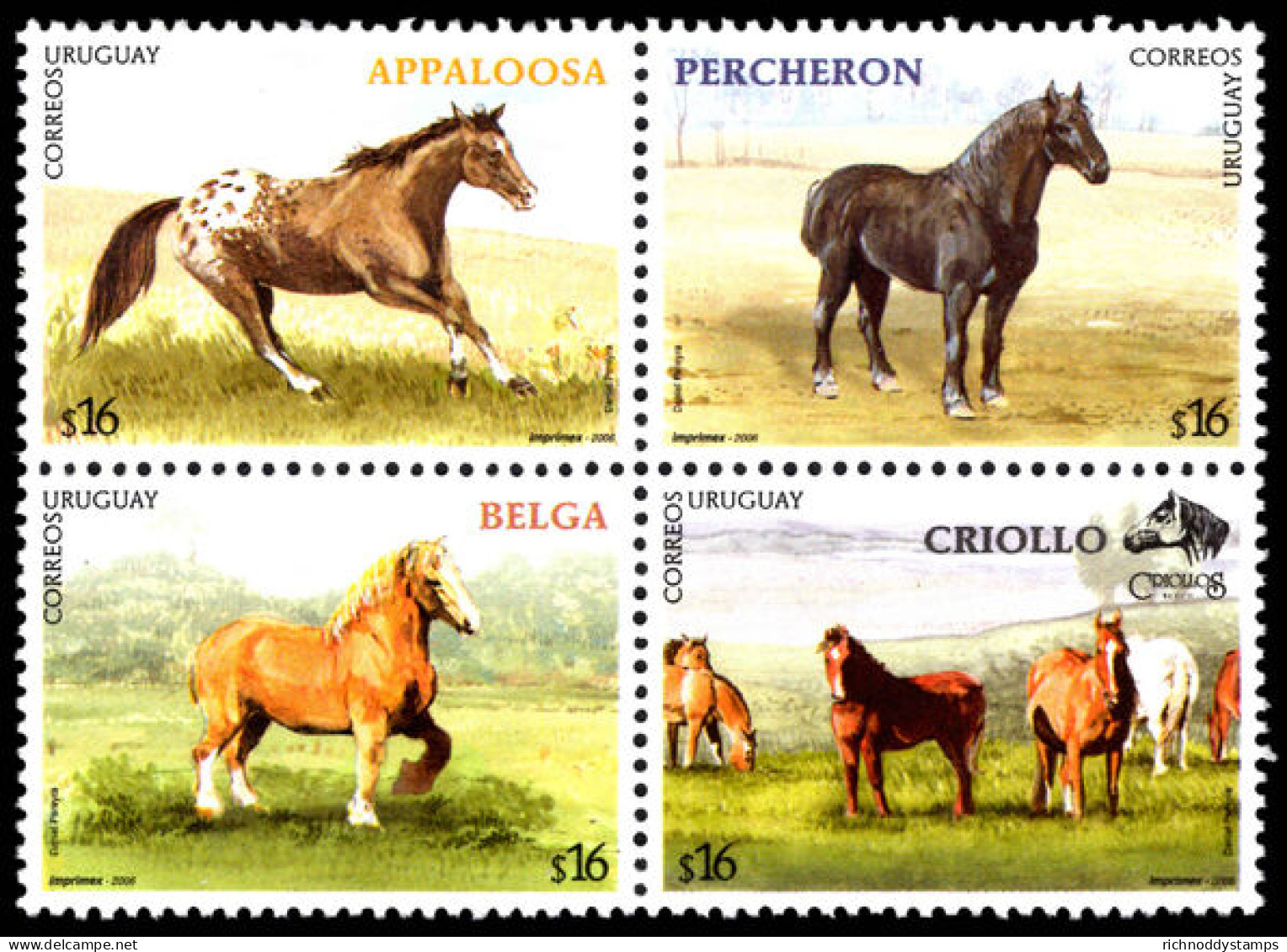 Uruguay 2006 Horses Unmounted Mint. - Uruguay