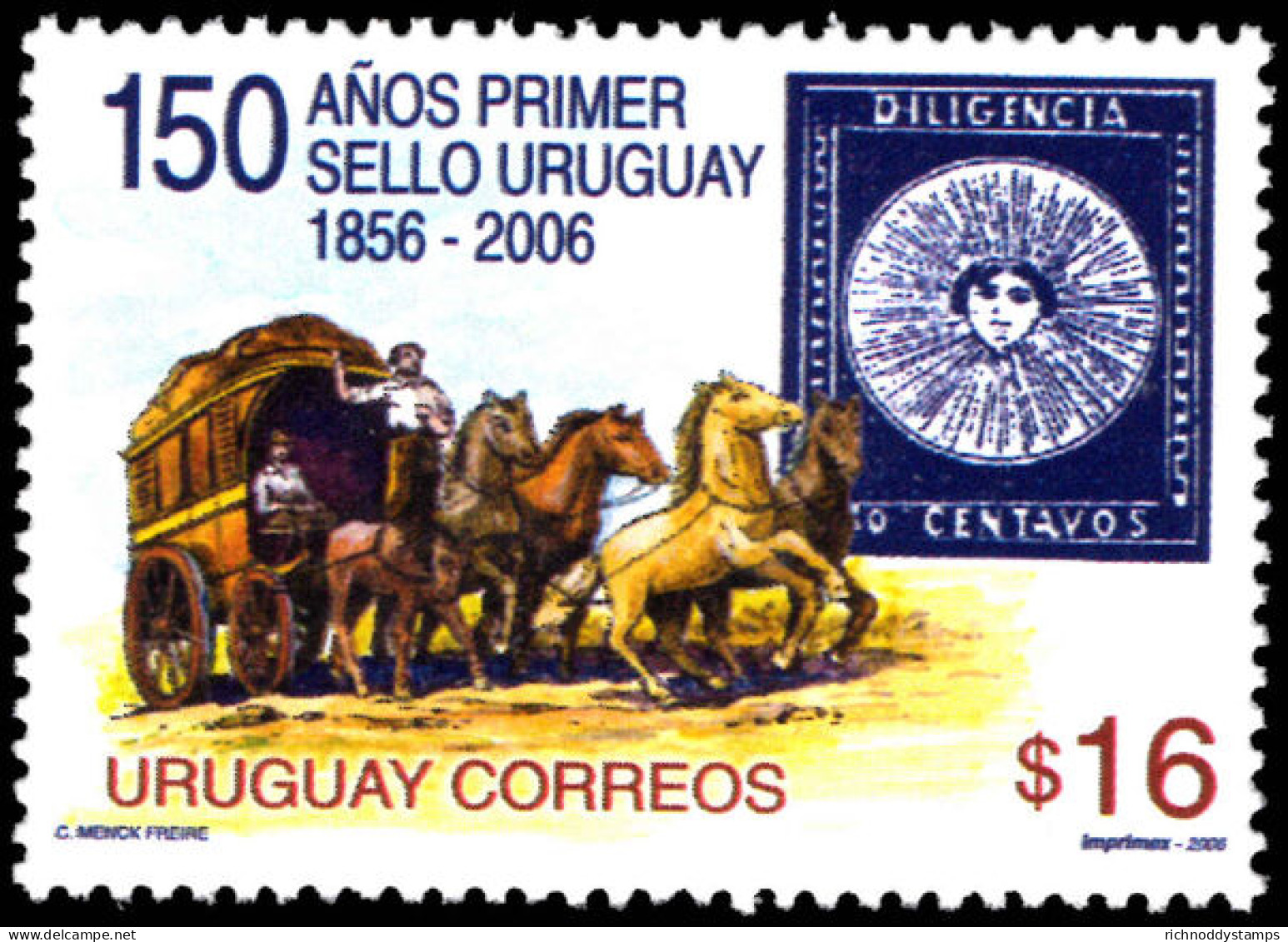 Uruguay 2006 150th Anniversary Of First Stamp Unmounted Mint. - Uruguay