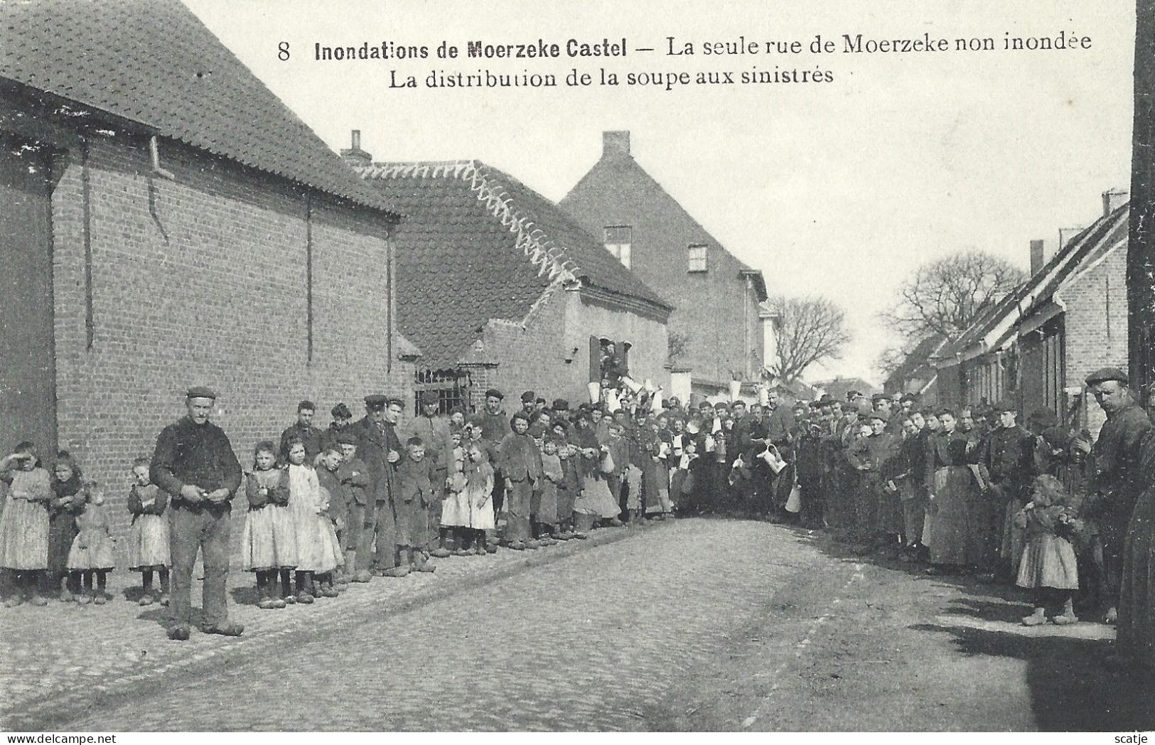 Moerzeke   -   Castel.   -   La Distribution De La Soupe Aux Sinistrès.   -   1900   -   Prachtige Kaart! - Hamme