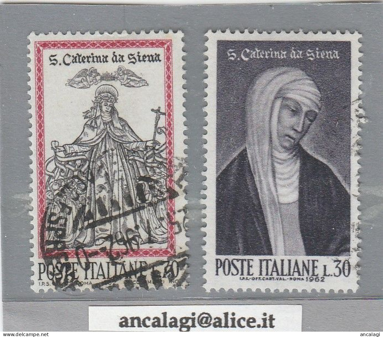 USATI ITALIA 1962 - Ref.0159A "SANTA CATERINA DA SIENA" Serie Di 2 Val. Da L.30 E L.70 - - 1961-70: Oblitérés