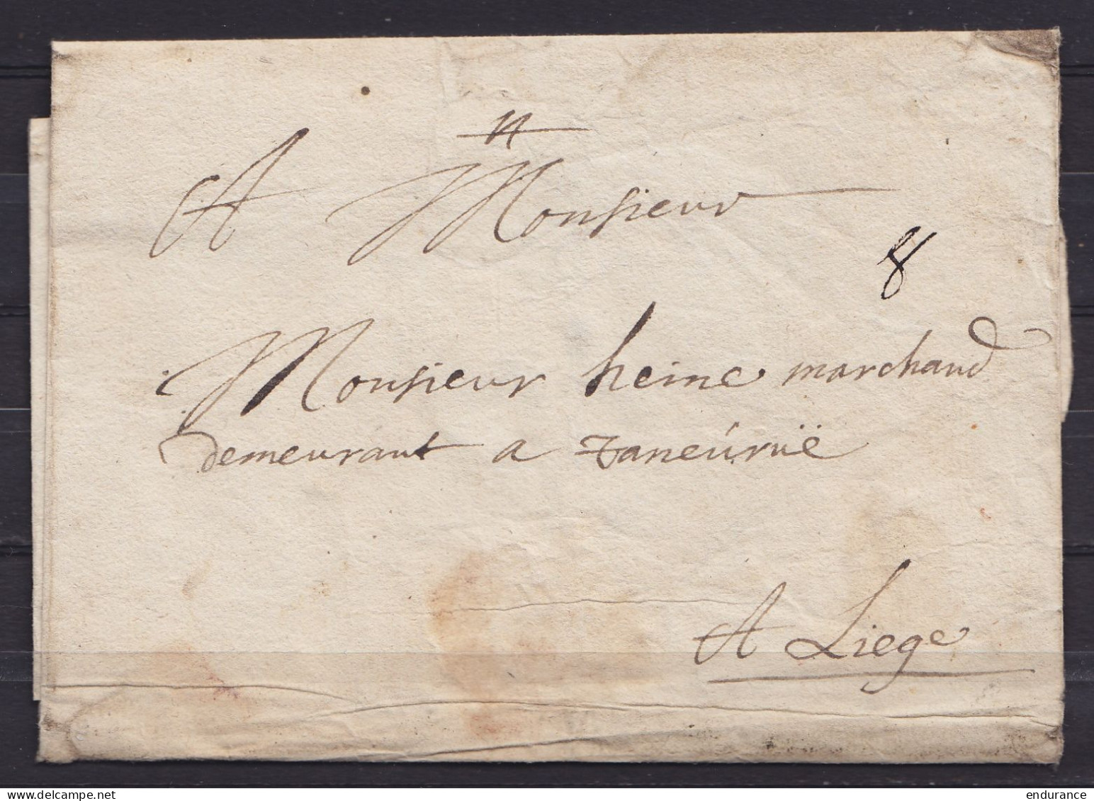 L. Datée 6 Août 1684 De BOUILLON Pour Marchand à LIEGE - Port "8" - 1621-1713 (Paesi Bassi Spagnoli)