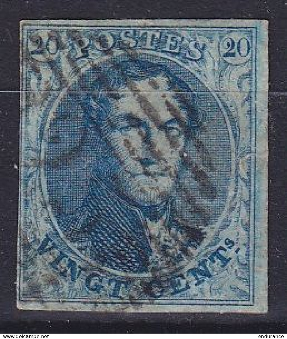 Belgique - N°7 - 20c Bleu Pastel - 1851-1857 Médaillons (6/8)