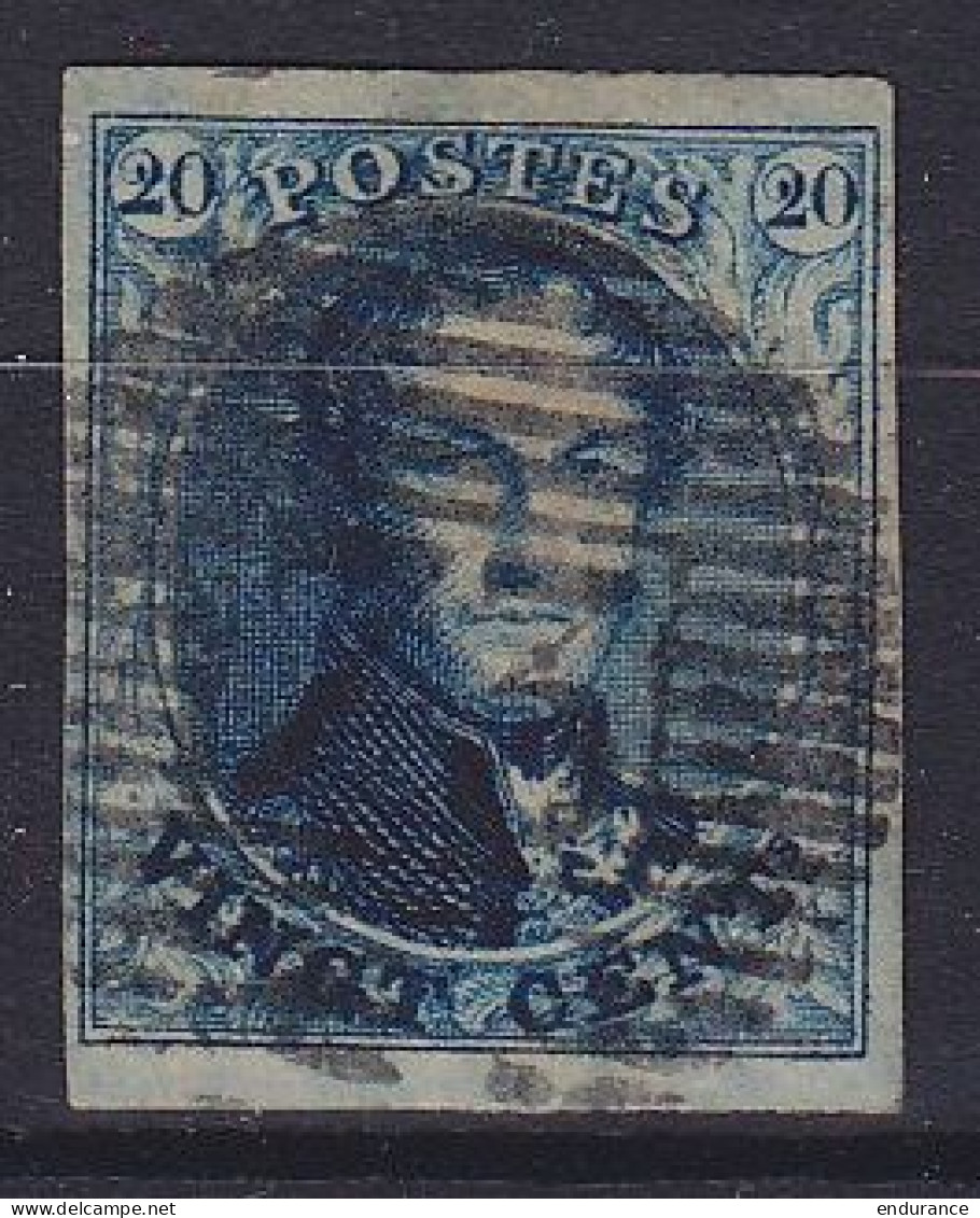 Belgique - N°4 TB 20c Bleu Papier Moyen - D73 LIEGE - 1849-1850 Medallones (3/5)