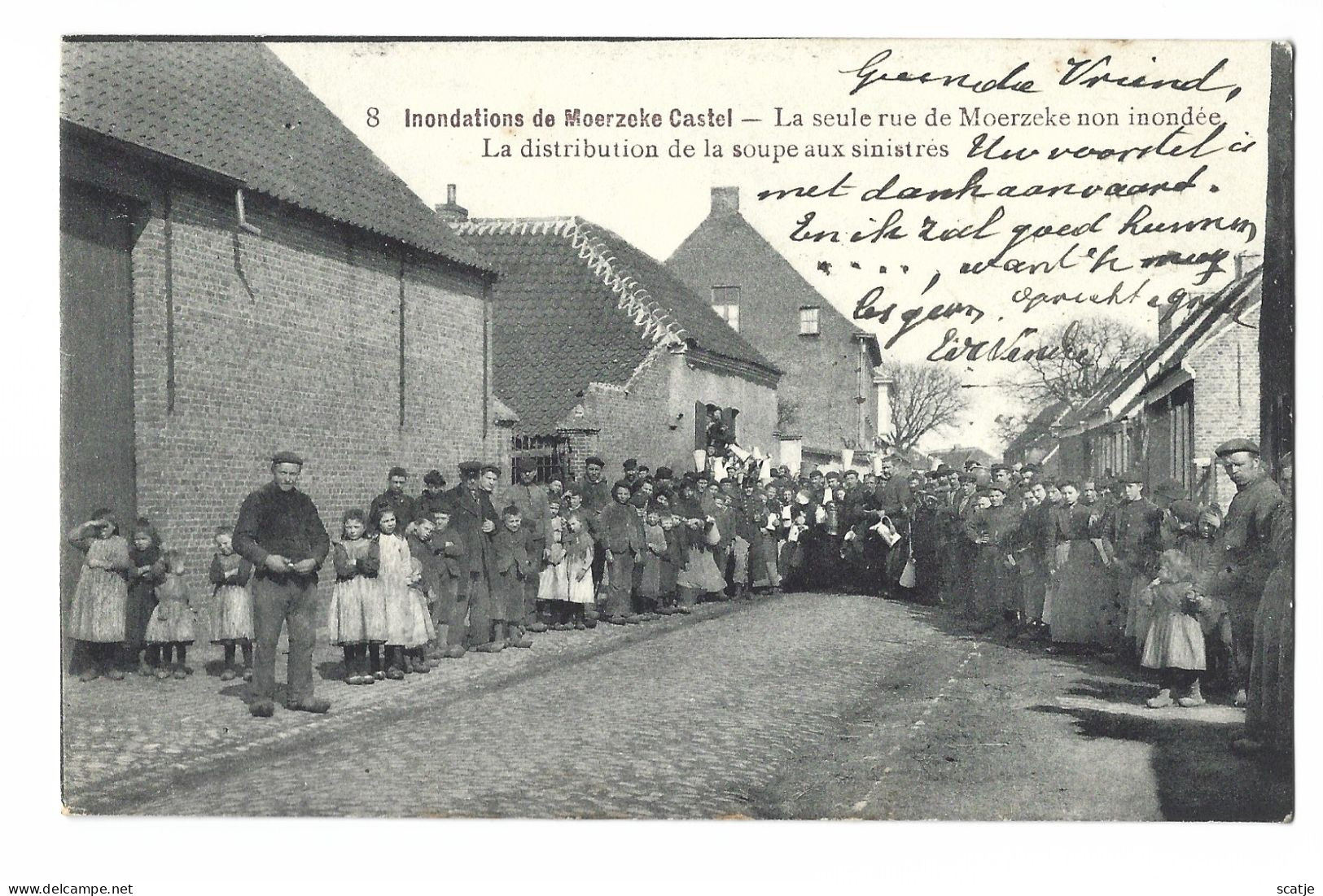 Moerzeke   -   Castel.   -   La Distribution De La Soupe Aux Sinistrès.   -   1908   Naar   Zele - Hamme