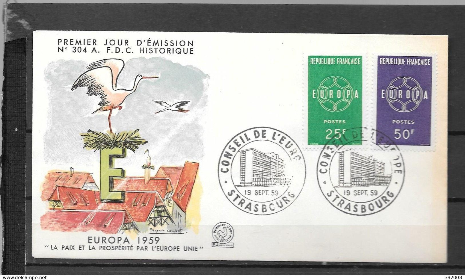 1959 - FDC - FRANCE - 11 - 10 - Strasbourg - 1959