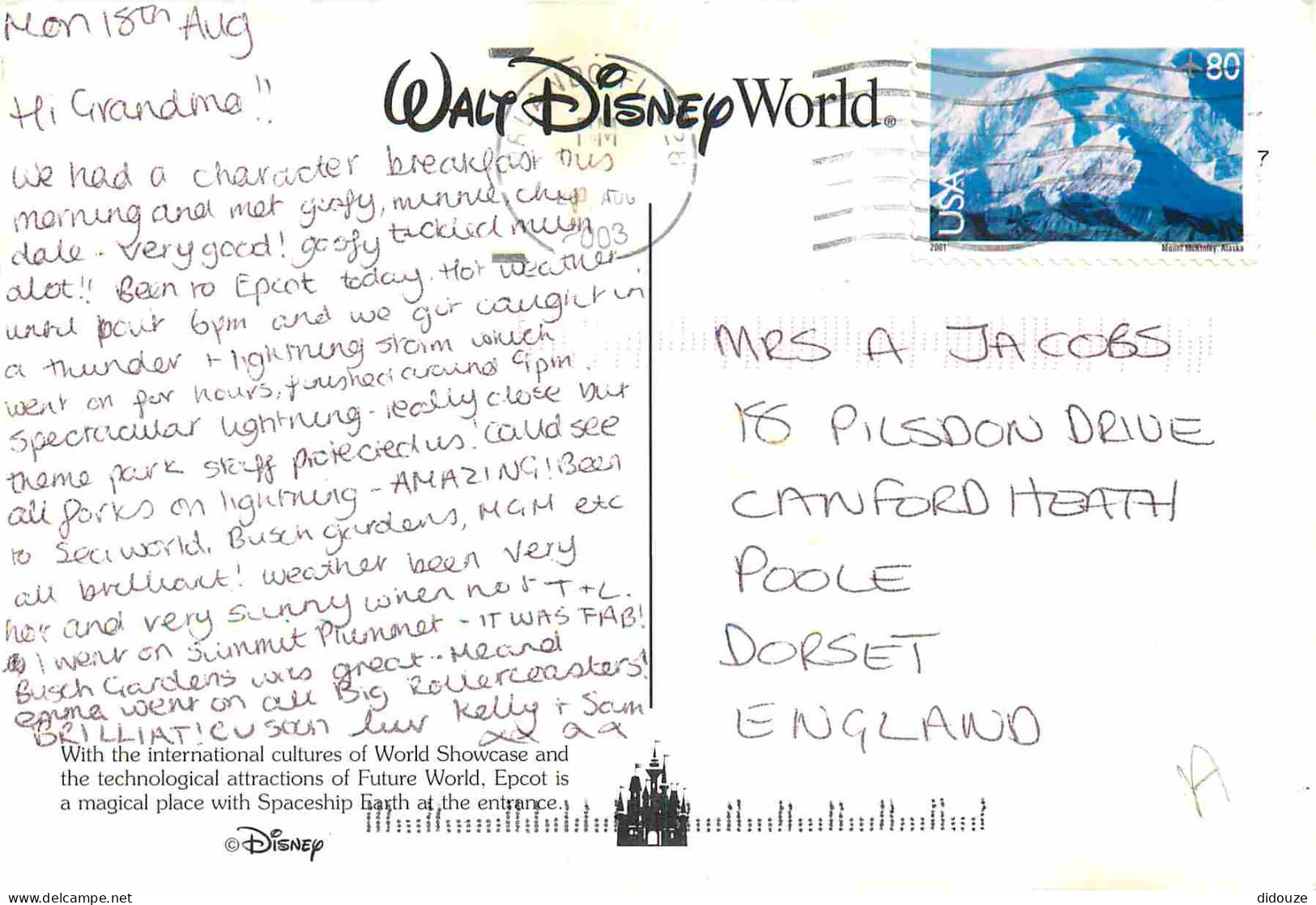 Parc D'Attractions - Walt Disney World Orlando - Epcot Center - CPM - Voir Scans Recto-Verso - Disneyworld