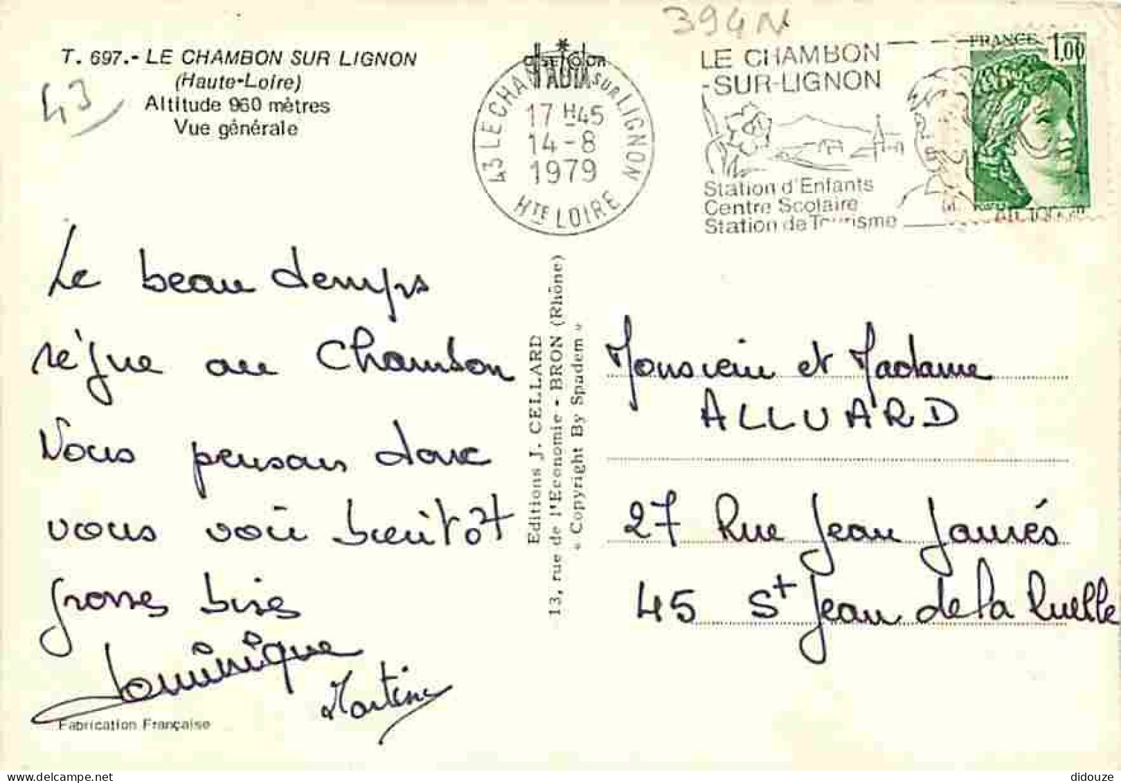 43 - Le Chambon Sur Lignon - Vue Générale Aérienne - Flamme Postale - CPM - Voir Scans Recto-Verso - Le Chambon-sur-Lignon