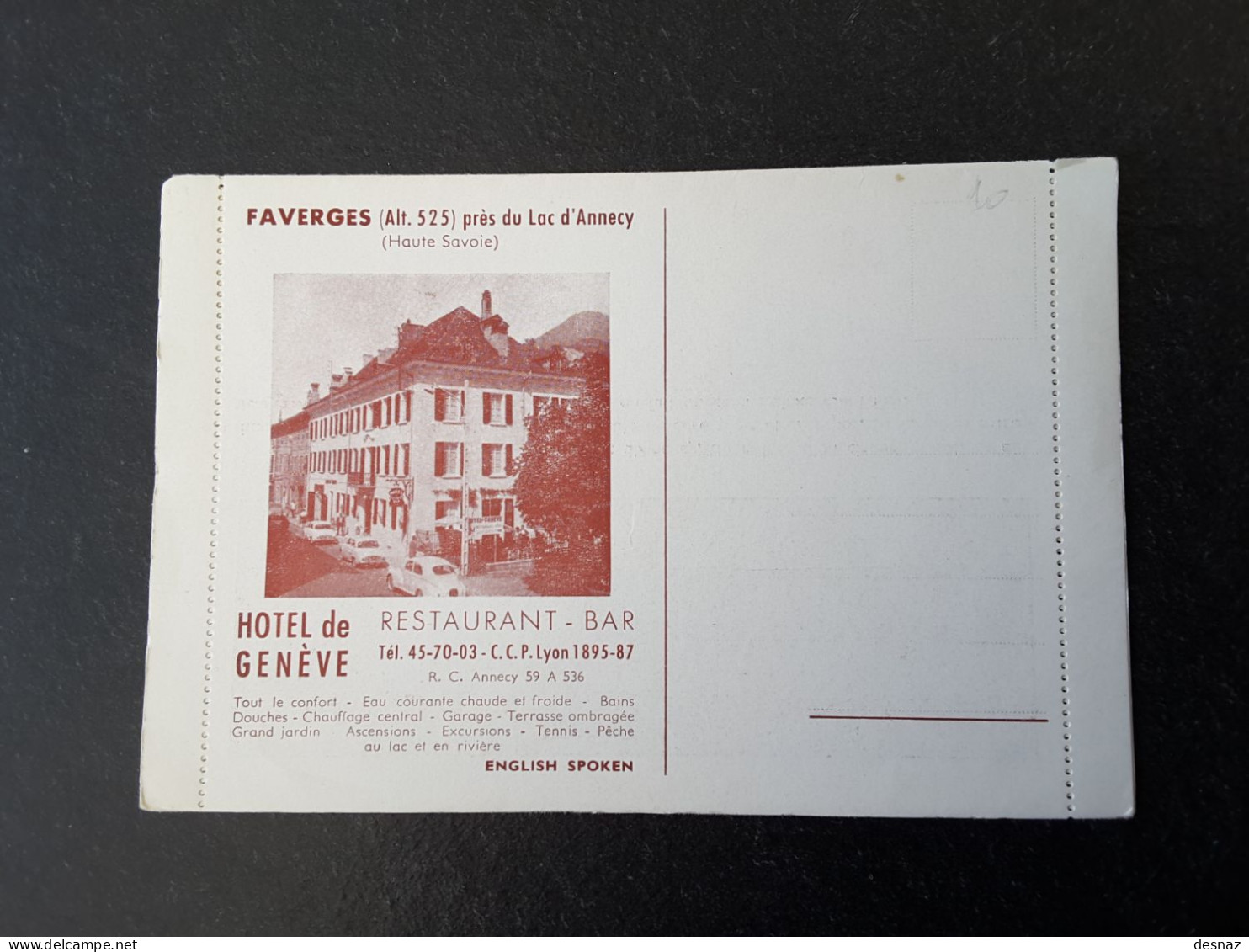 Faverges Hôtel De Genève Carte Lettre Publicité 3 Volets - Faverges