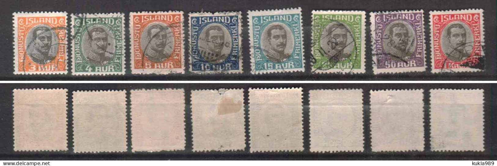ICELAND STAMPS 1920, Sc.#O40-O47., ORIG. GUM., CTO - Unused Stamps