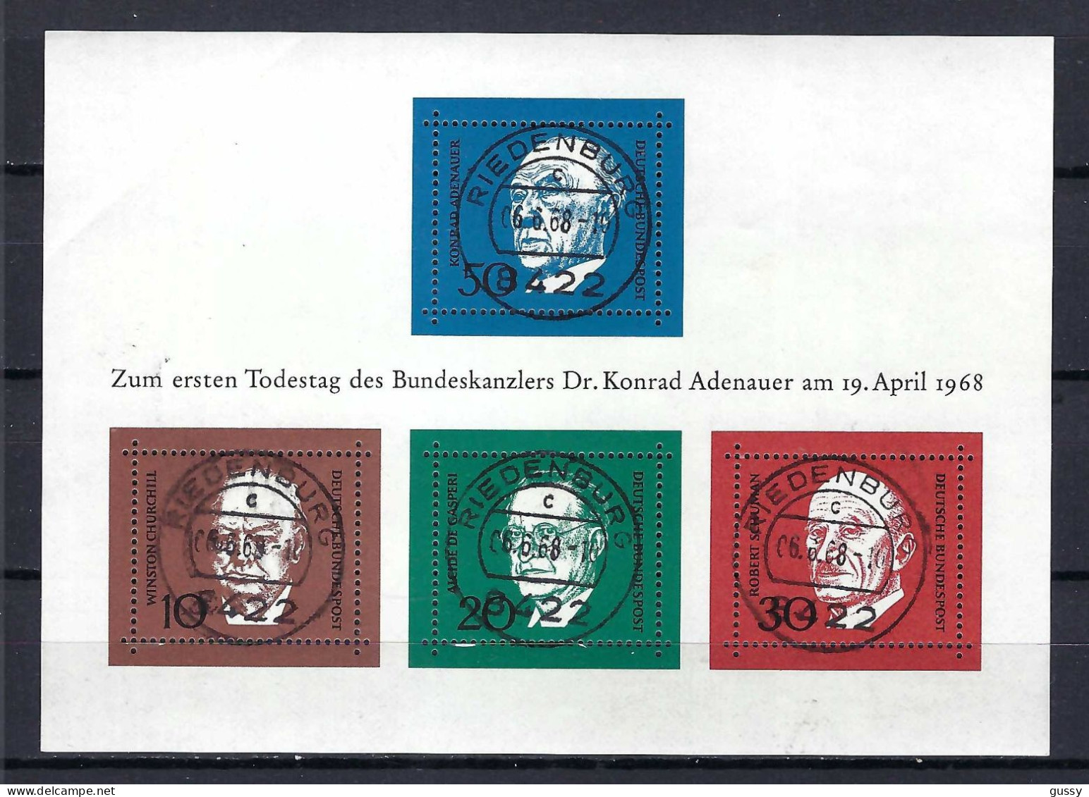 ALLEMAGNE RFA 1968: Bloc, Obl. CAD PJ - 1959-1980