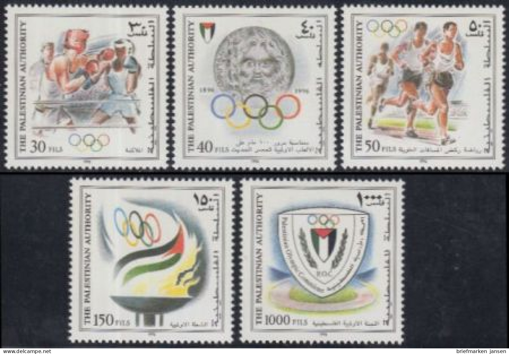 Palästina Mi.Nr. 52-56 Olympia 1996 Atlanta, 100J.olymp.Spiele Der Neuzeit (5W.) - Palestine