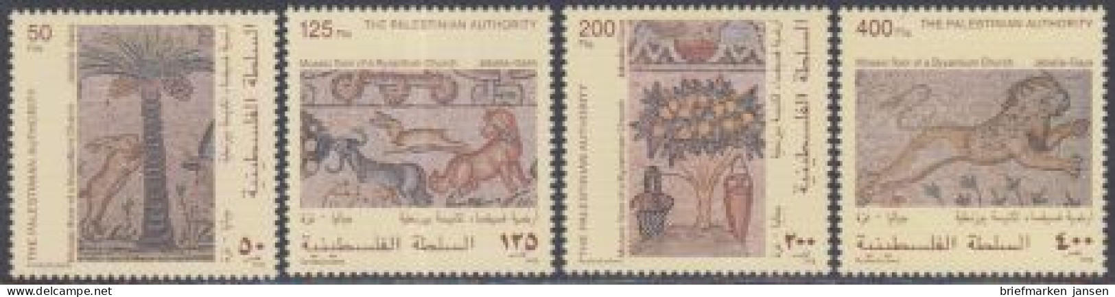 Palästina Mi.Nr. 82-85 Archäologische Ausgrabungen, Bodenmosaiken Jabalia (4 W.) - Palestine