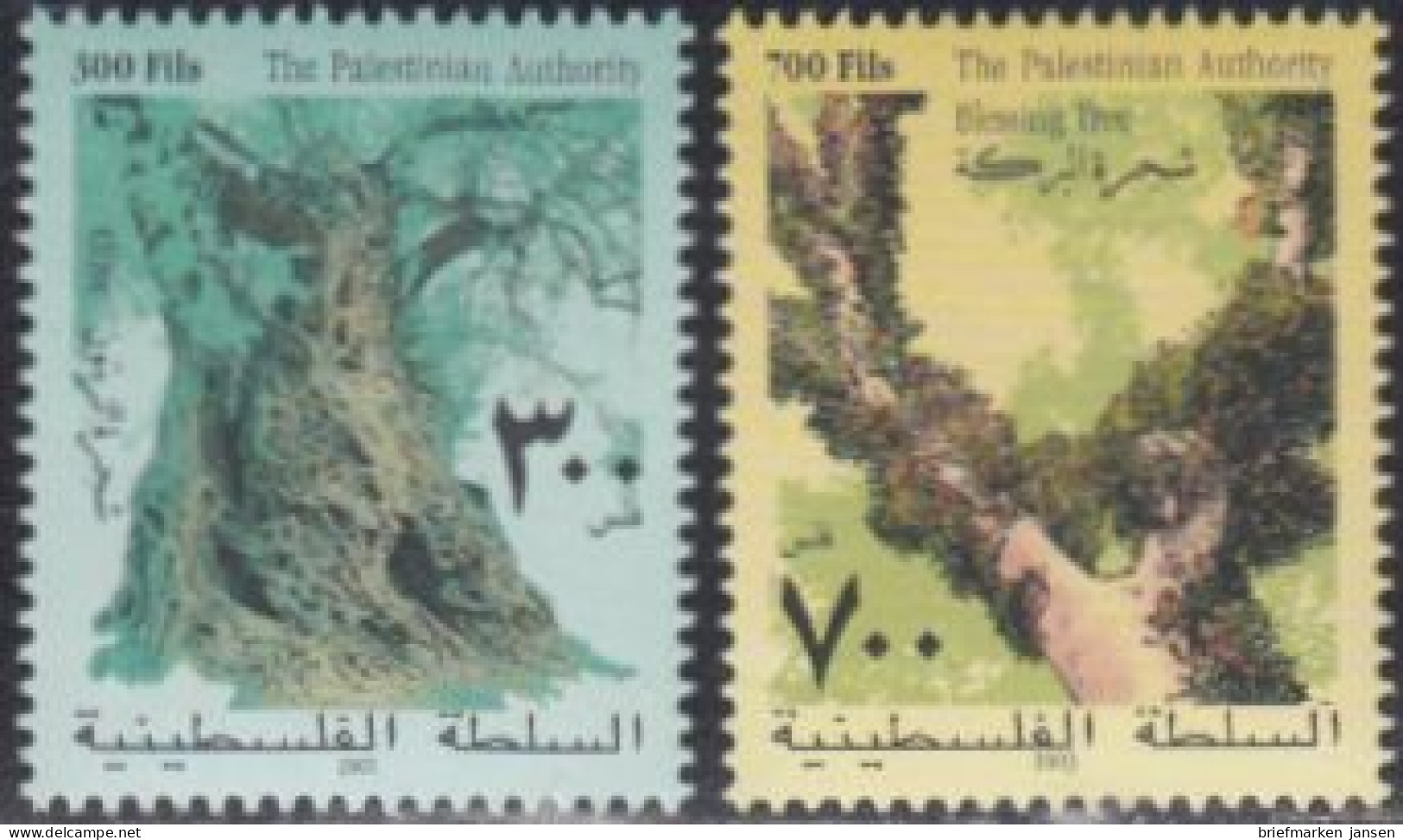 Palästina Mi.Nr. 207-08 Pflanzen, Ölbaum, Mistel (2 Werte) - Palestine