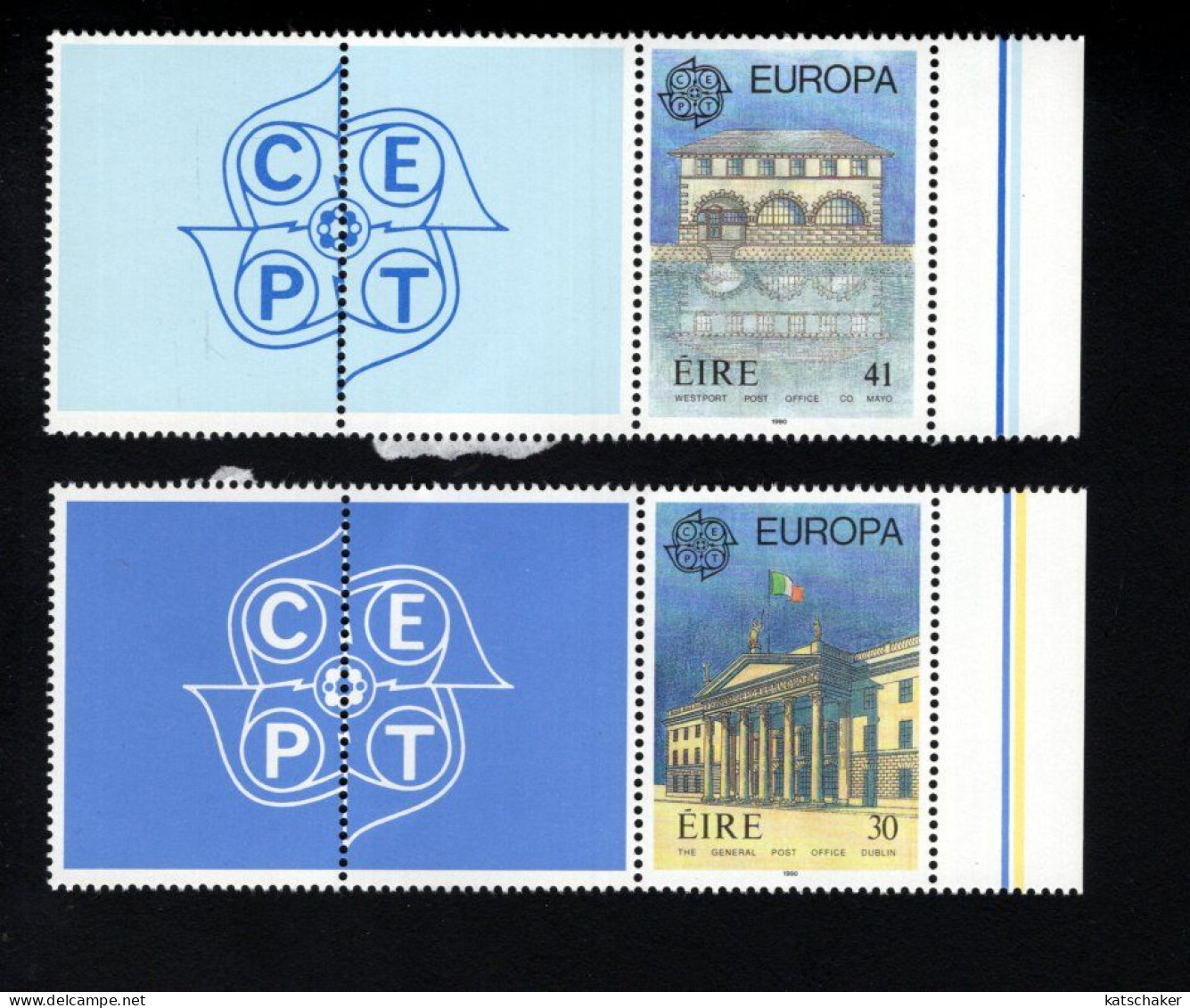 1992723689 1990 SCOTT 805 806  (XX) POSTFRIS MINT NEVER HINGED   -  EUROPA ISSUE - POST OFFICES + LABELS FROM SHEET - Ungebraucht
