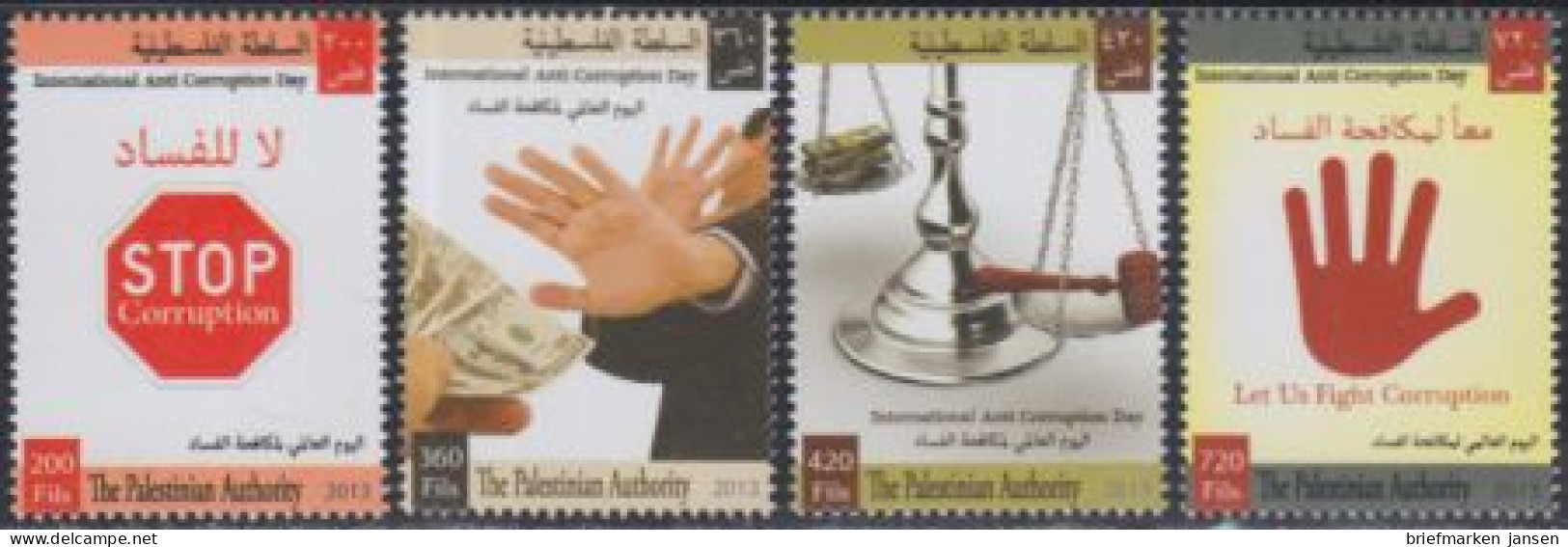 Palästina Mi.Nr. 299-302 Int.Tag Gegen Korruption (4 Werte) - Palestine