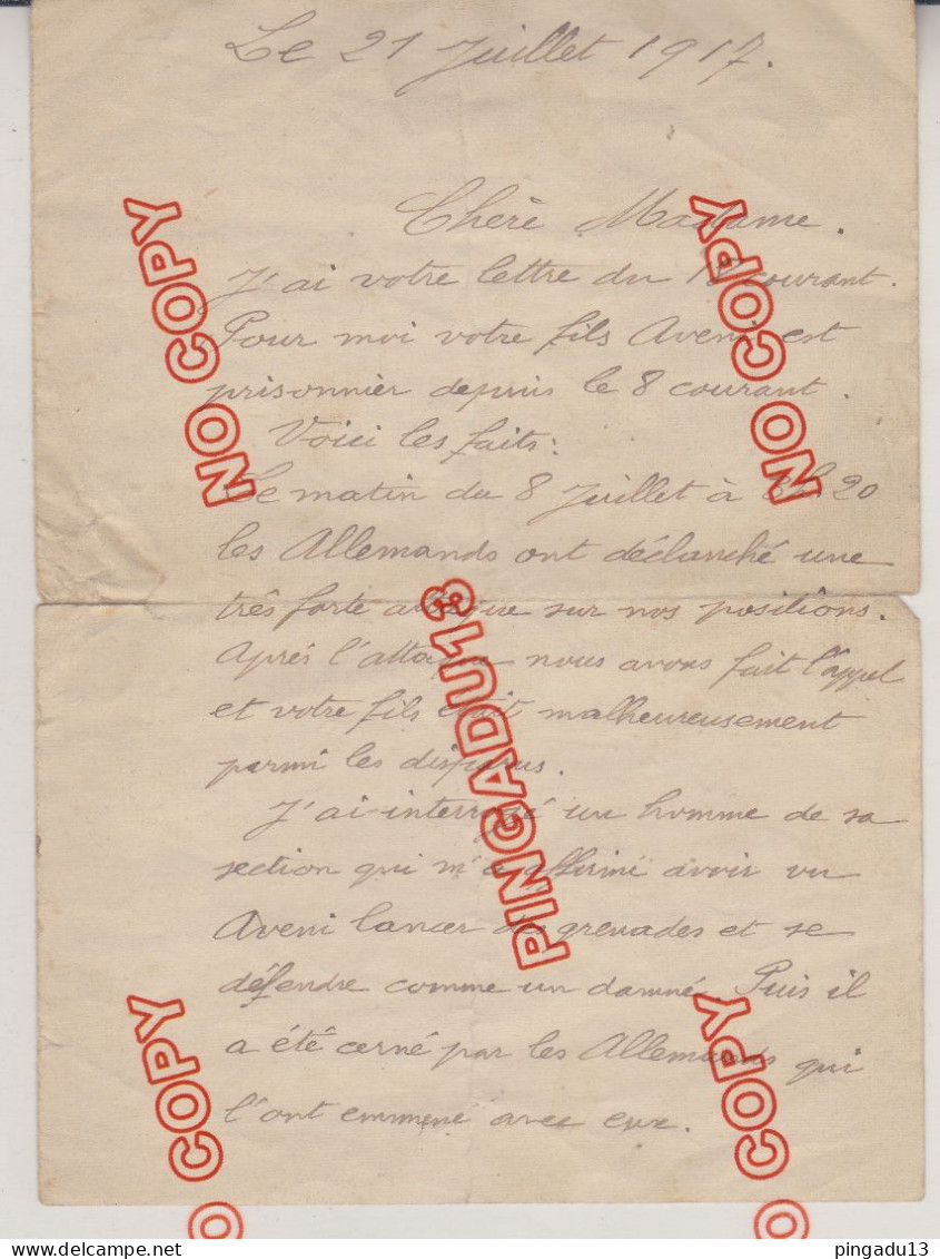 WW1 Archive Poilus 297 E Régiment D'infanterie Chambéry François A Citation Carte Photo Lettre à Sa Mère .. Mitrailleuse - 1914-18